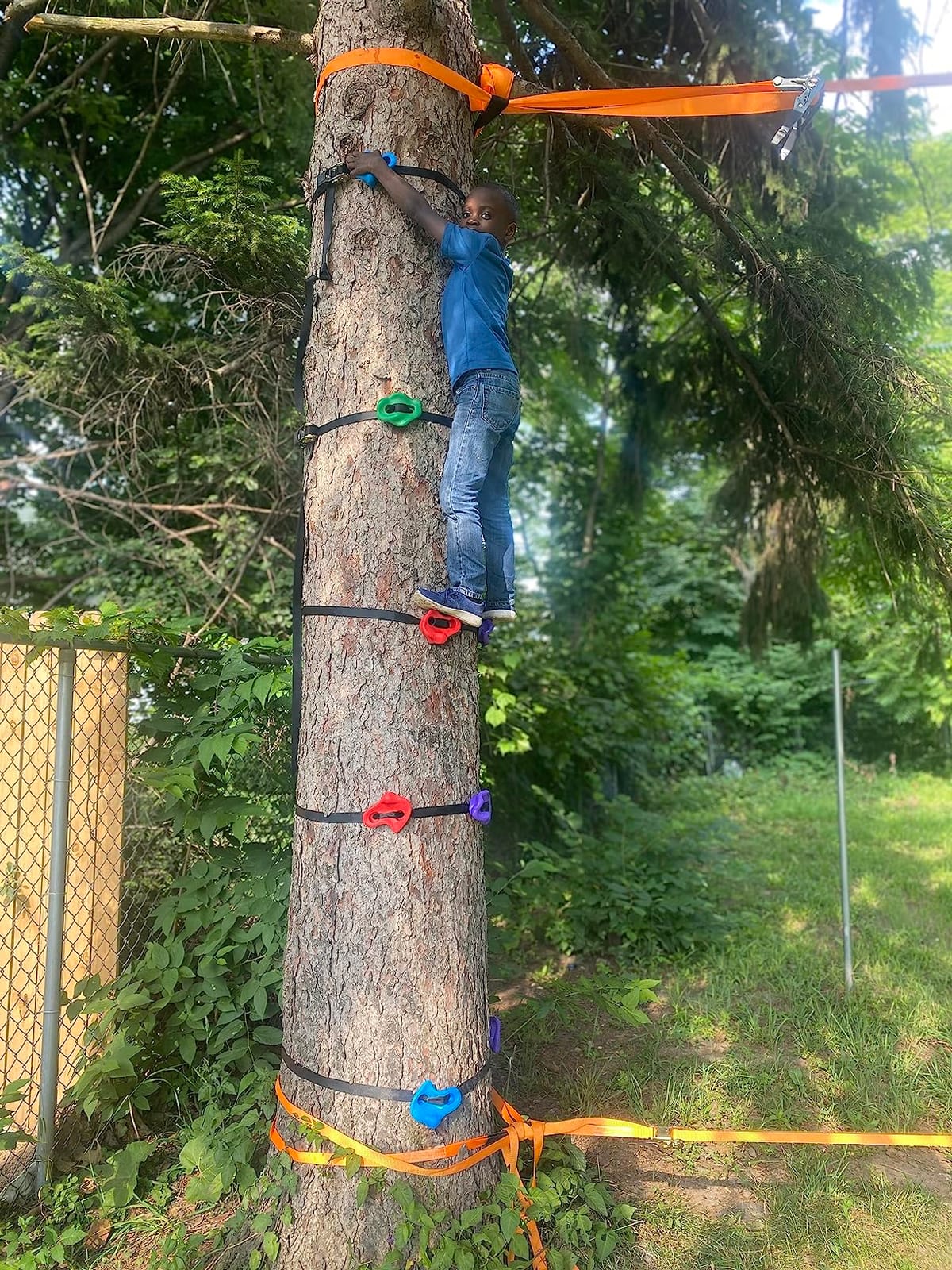 TOPNEW 12 Ninja Tree Climbing Holds for Kids Climber, Adult Climbing Rocks with 6 Ratchet Straps for Outdoor Ninja Warrior Obstacle Course Training customer photo 2