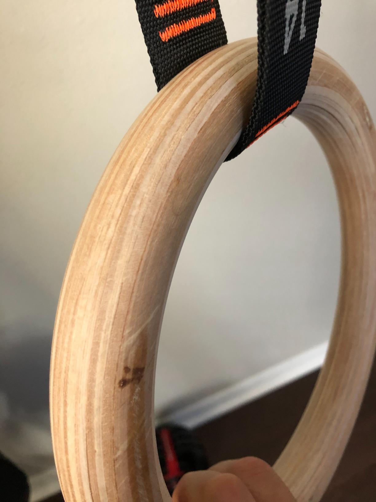 Vulken Wooden Gymnastic Rings with Adjustable Numbered Straps. 1.1'' Olympic Rings for Core Workout and Bodyweight Training. Home Gym Rings 1600lbs with Workout Handles customer photo 2