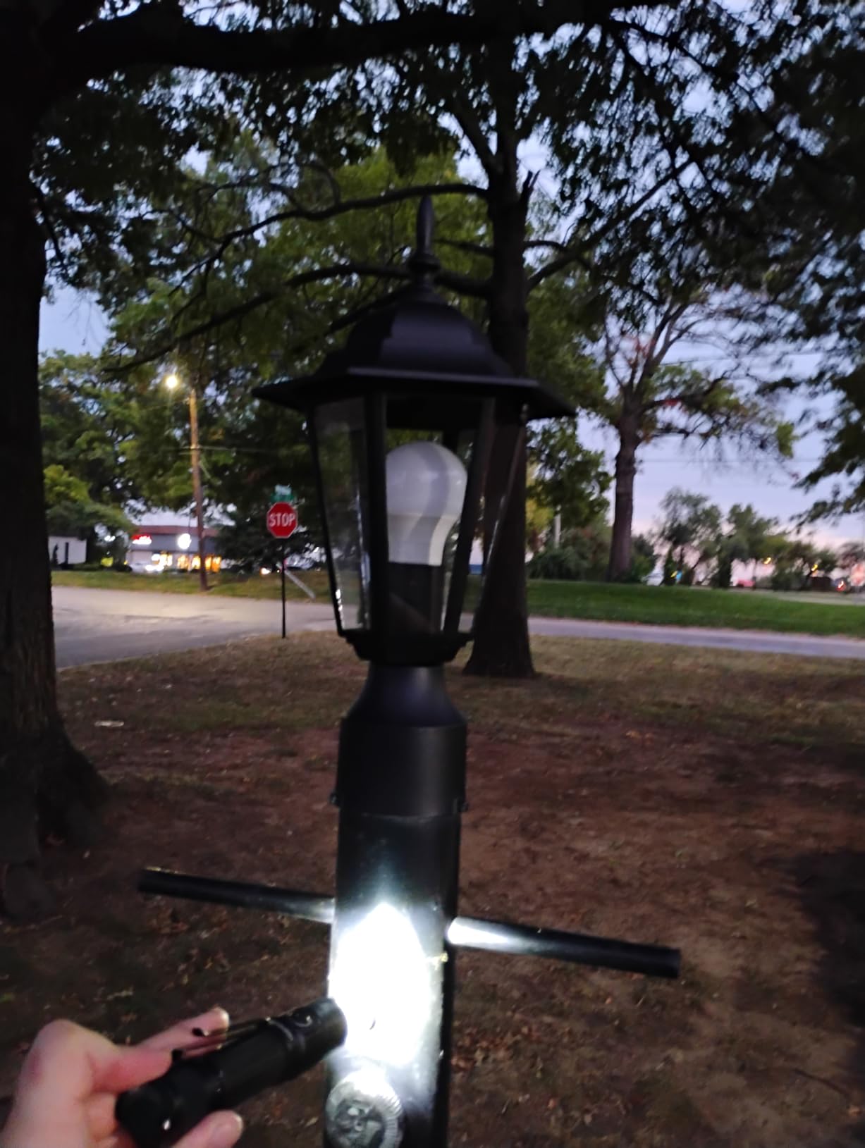 WISBEAM Outdoor Post Light, Pole Lantern, E26 Base 60W Max, Aluminum Housing Plus Glass, Wet Location Rated, ETL Qualified, Bulbs not Included, Black customer photo 2