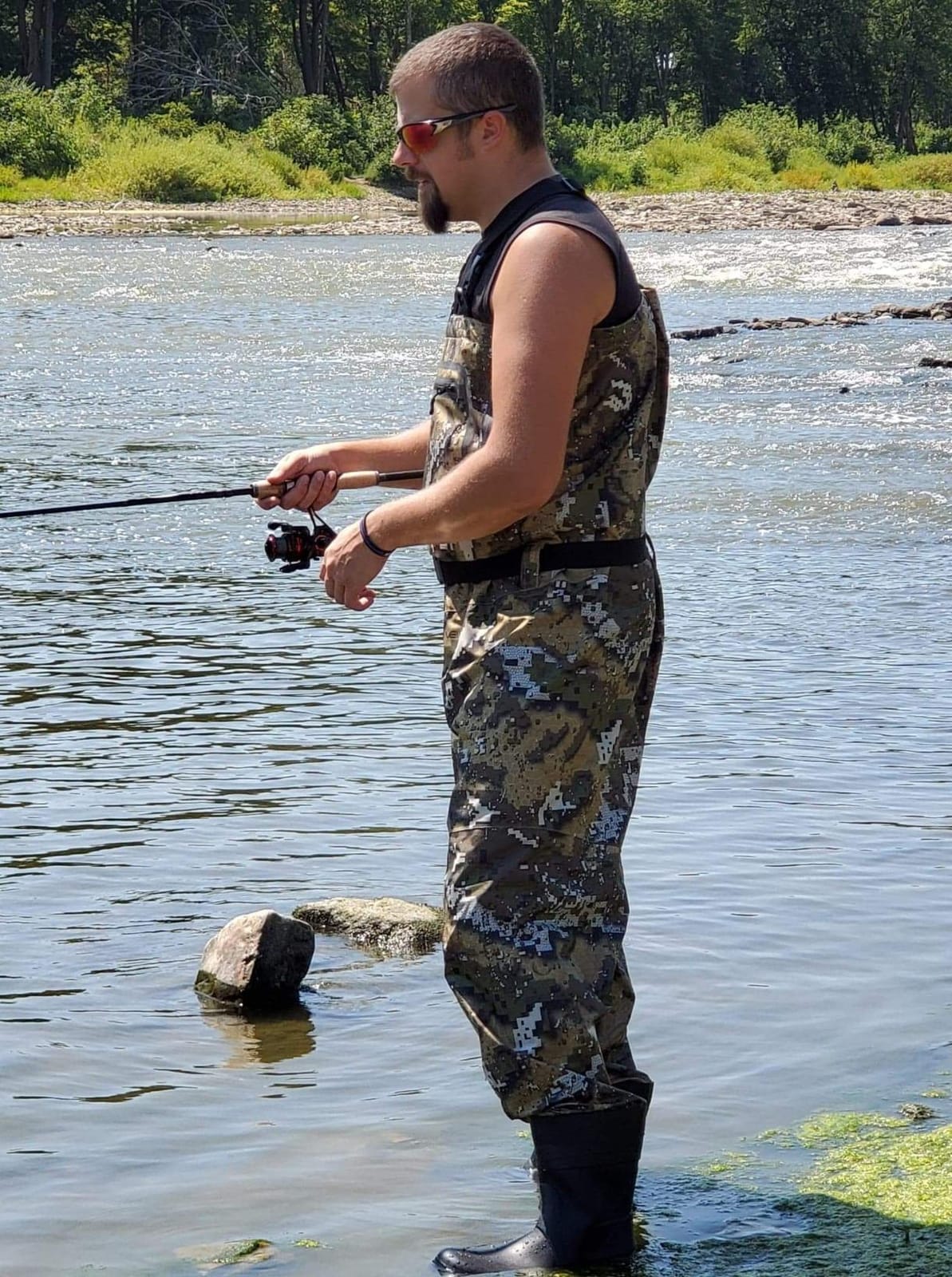 BASSDASH Men's Lightweight Breathable Chest Wader Black Camo Stockingfoot for Fly Fishing Hunting FW11 customer photo 1