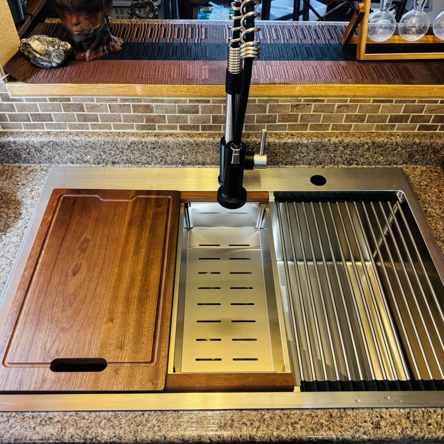 Lordear 33 Inch Drop In Kitchen Sink Workstation All In One SUS304 16 Gauge Stainless Steel 33x22 Drop In Sinks Single Bowl Handmade Above the Counter customer photo 1