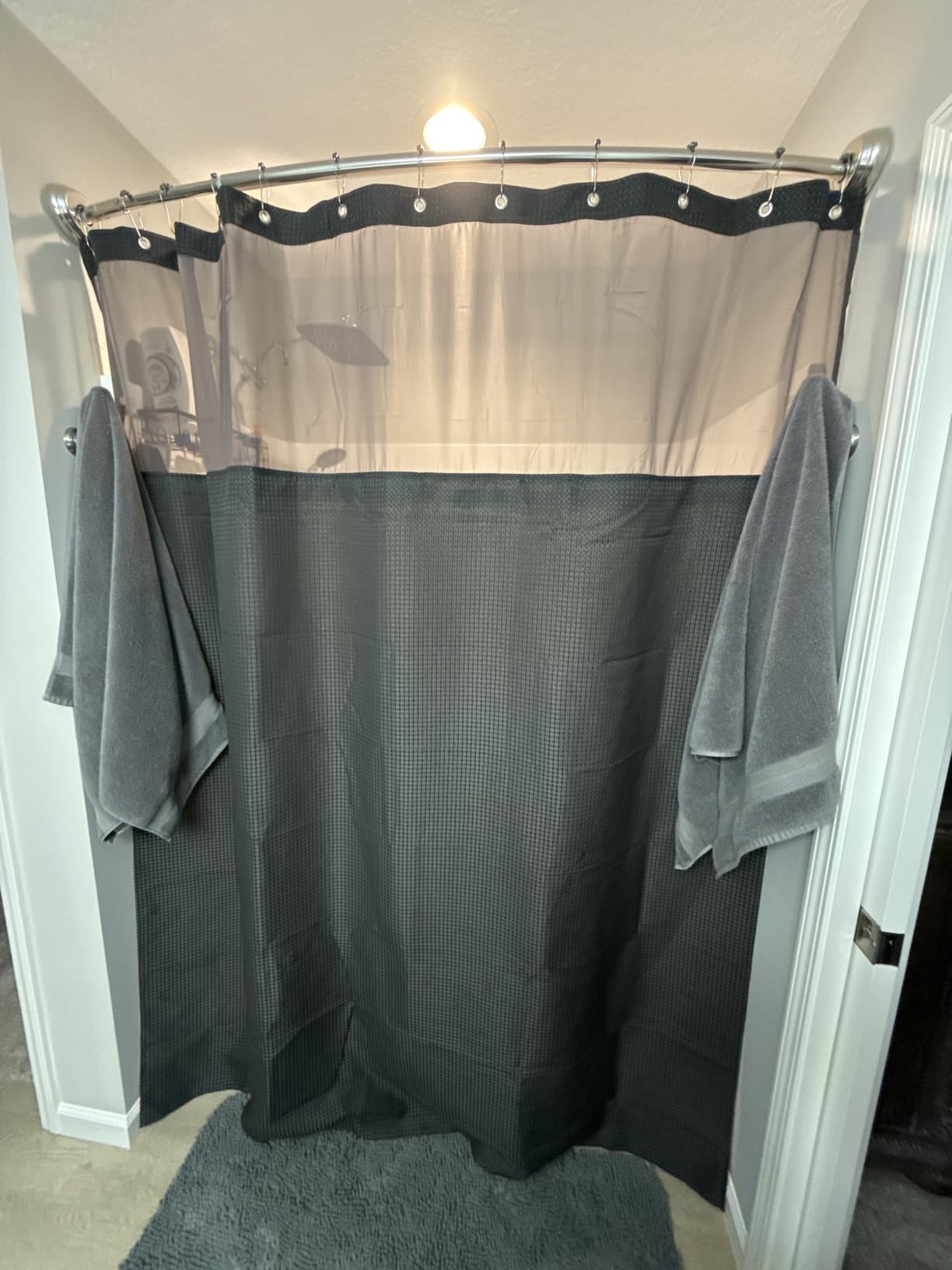 N&Y HOME Waffle Weave Shower Curtain with Snap-in Liner Set White, 71x72 | 12 Metal Hooks Included, Snap on/off Fabric Liner, Mesh Top Window, Washable, Hotel Style Shower Curtain Set for Bathroom customer photo 1