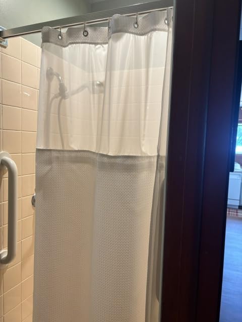 N&Y HOME Waffle Weave Shower Curtain with Snap-in Liner Set White, 71x72 | 12 Metal Hooks Included, Snap on/off Fabric Liner, Mesh Top Window, Washable, Hotel Style Shower Curtain Set for Bathroom customer photo 2