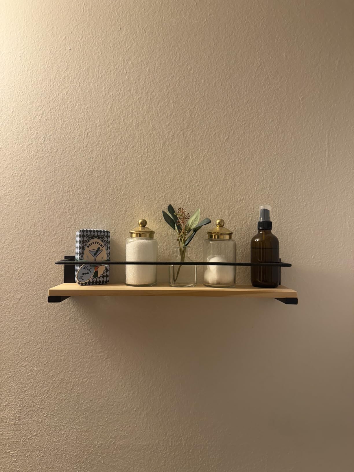 OROPY Wooden Spice Rack Wall Mounted, Over the Stove, Kitchen Wall, 2 Pack | Space-Saving Hanging Rack, Rustic Spice Rack Organizer for Cabinet, for Spice Jars & Seasonings customer photo 1