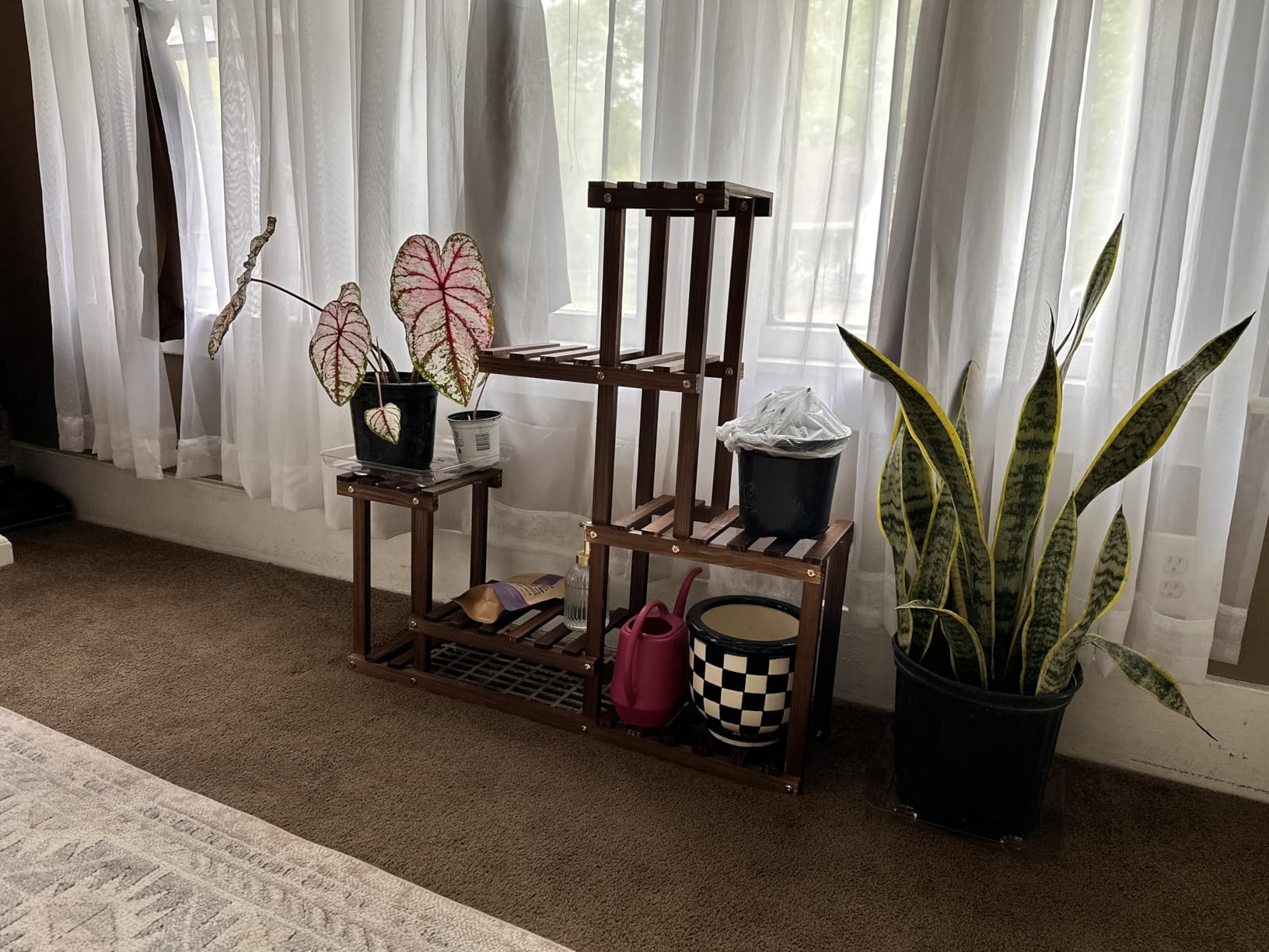 Wood Plant Stand Indoor Outdoor Multi Tiered Plant Shelf Holder | Corner High Low Flower Rack Stand for Multiple Plants 9 Potted Organize Shelves in Living Room Garden Balcony Patio Yard customer photo 1