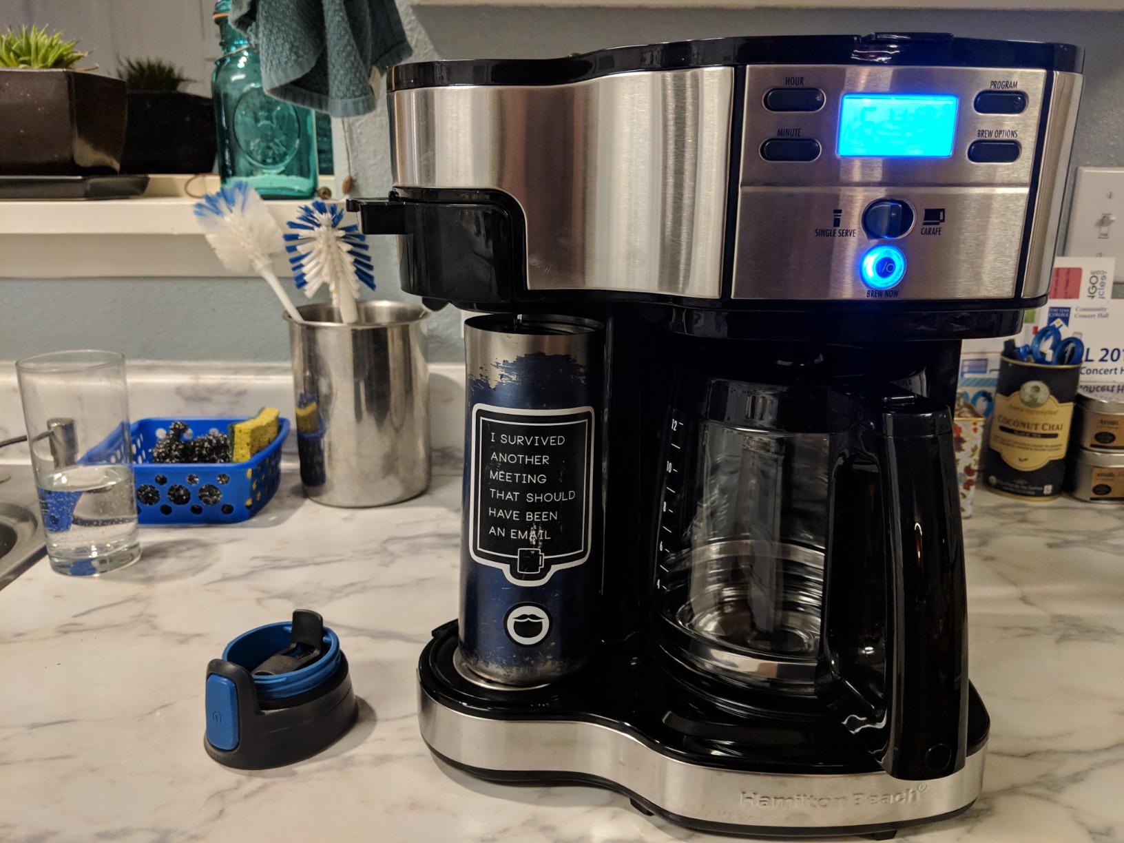 Hamilton Beach 2-Way Programmable Coffee Maker & Single Serve Coffee Maker | 12 Cup Glass Carafe | White with Stainless Steel Accents | 49933 customer photo 2