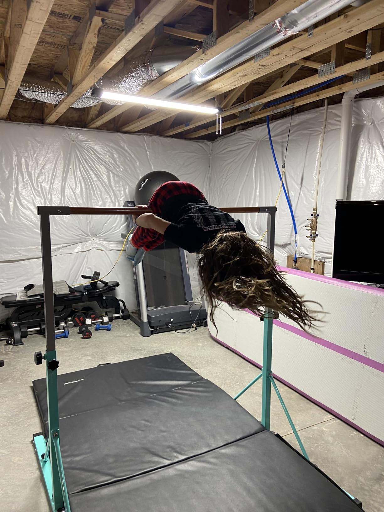 MARFULA Gymnastic Kip Bar for Kids Teens Ages 3-25 of All Gymnastic Levels | 5 Ft or 8Ft Length Folding Kip Bar, 4 Ft Width, 5 Ft Adjust Height, Gymnastics Training Equipment Ideal for Kids Home Club Use customer photo 2
