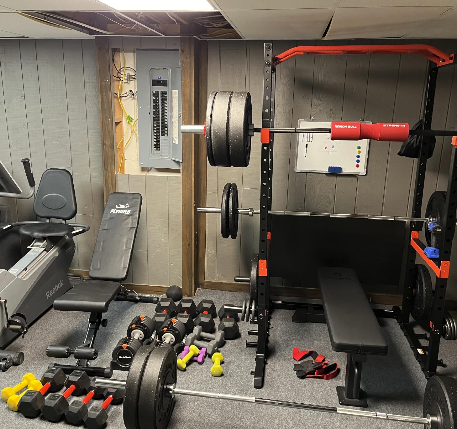 Sunny Health & Fitness Full Size Power Cage for Home Gym Training | Squats, Presses & Pull-Ups, Reversible Pull-Up Bar, Numbered Heights, 6 Band Pegs, Plate Storage, 1000 lb Rack customer photo 2
