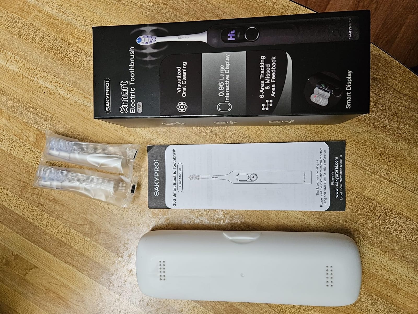 SAKYPRORAL Kids Electric Toothbrush for Teens Tween (6-15Y), Smart AI Screen with Brushing Score, Soft Bristles, Visual Timer for Braces, 150 Days Battery with Travel Case (Blue) customer photo 2