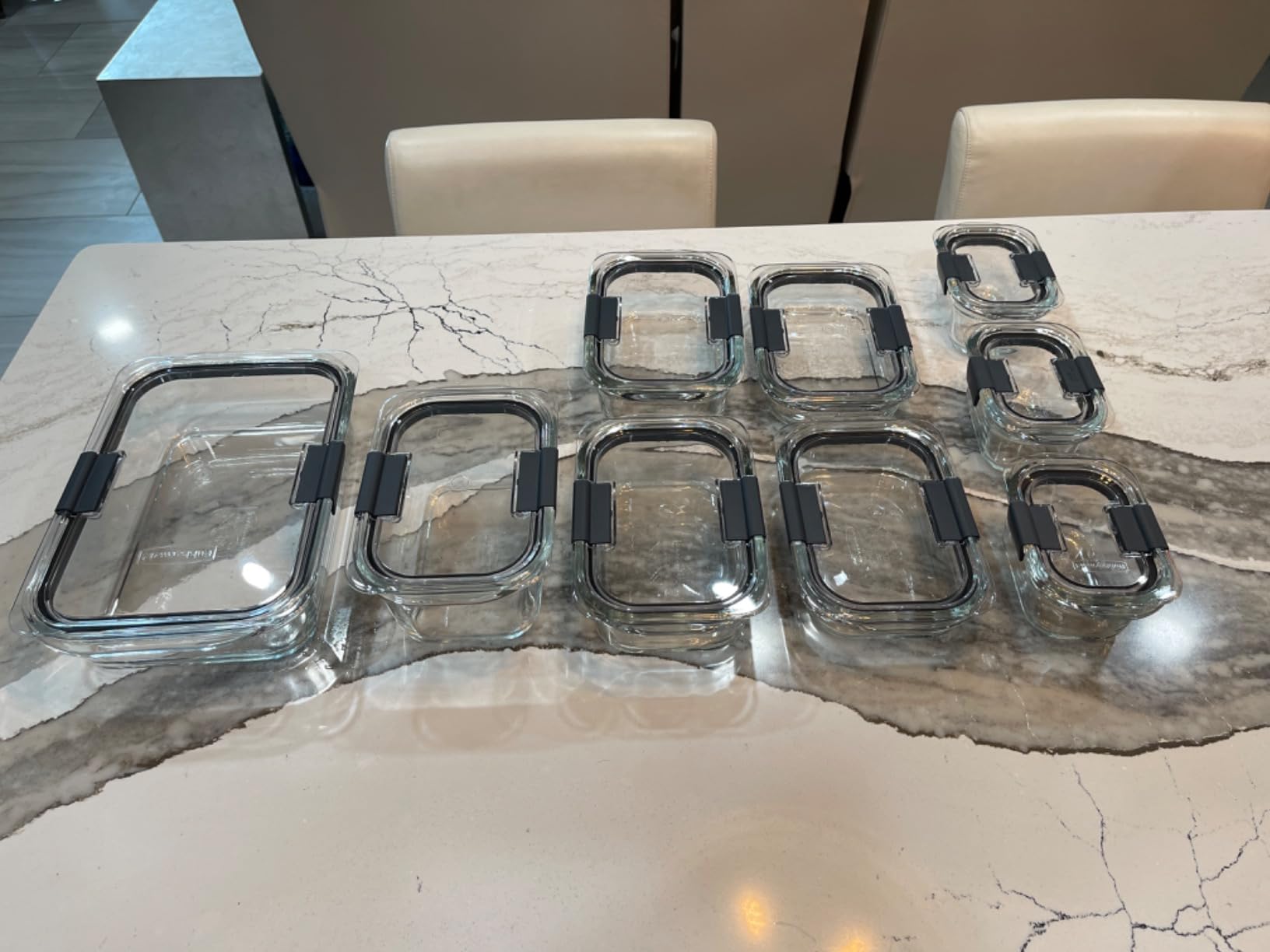 Brilliance Glass Food Storage Containers, Assorted Sizes, Set of 9, BPA-Free, Leak-Proof, Clear customer photo 1