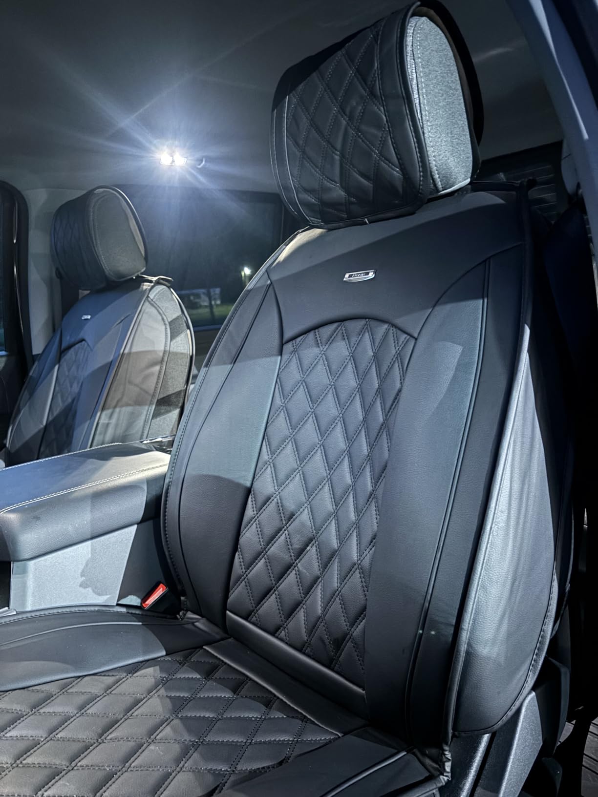 Car Seat Covers for Ford F150 F250 F350 F450 Truck (Black) | Custom Fit 2009-2026 F150 Crew Cab, 2017-2026 F250 F350 F450 Super Duty XLT STX XL Lariat Pickup, Waterproof Leather Full Set customer photo 1