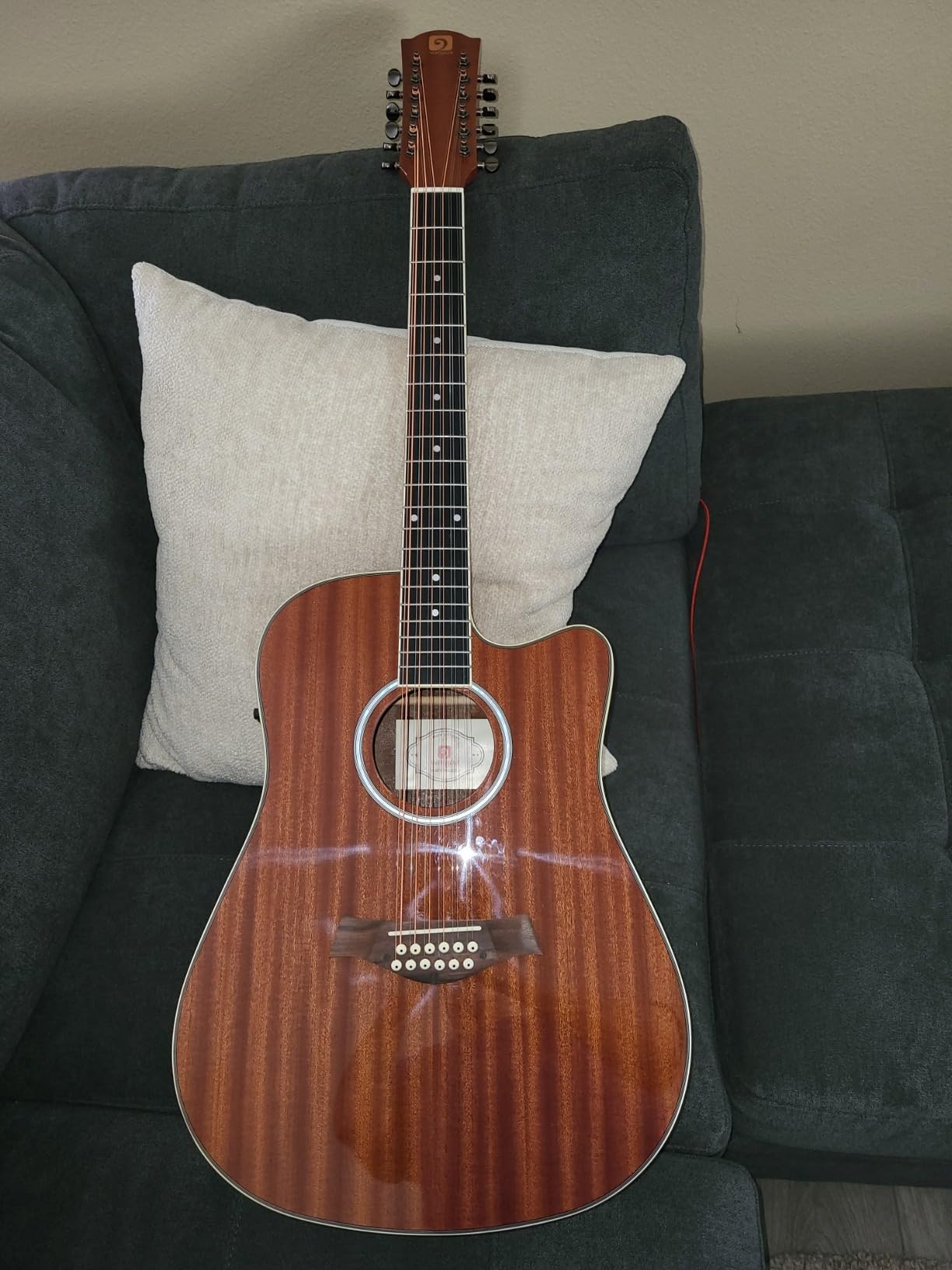 Vangoa 12 String Guitar Acoustic Electric, Upgraded Guitar 12 Strings Bundle for Beginner Intermediate Adults Teens, Sapele Body Bone Nut, Brown Glossy customer photo 2