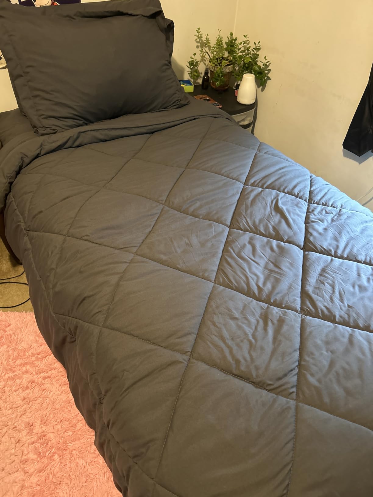 King Size Comforter Set Dark Grey - 7 Pieces Complete Bedding Set | OEKO-TEX Certified, All Season, 240GSM Down-Alternative Comforter, Sheets, Pillowcases & Shams, 14