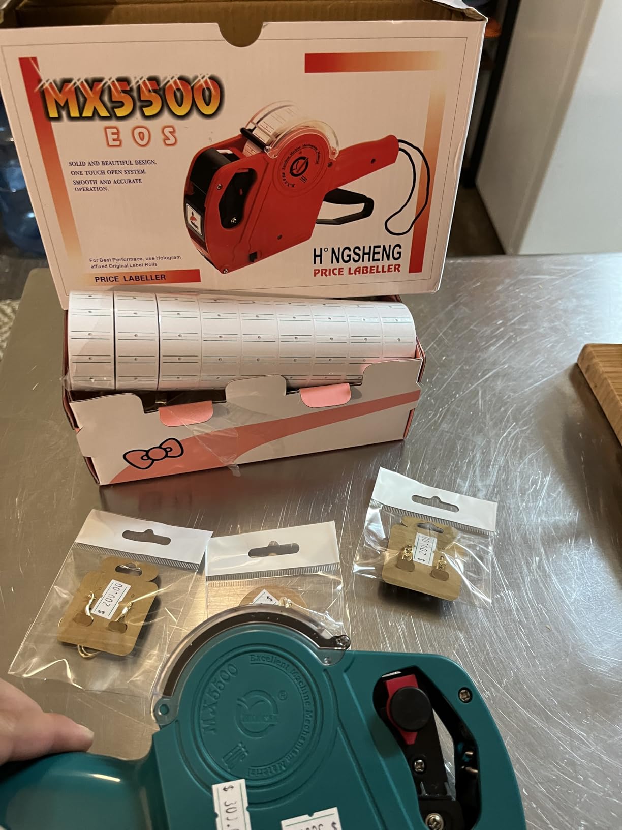 KPX MX5500 Pricing Tag Gun with 5500 pcs White Label Gun Stickers & 3 Extra Inker Rollers, Pricing Label Gun, 8 Digits Retail Pricing Gun and Labels for Grocery Store, Food (Blue) customer photo 1