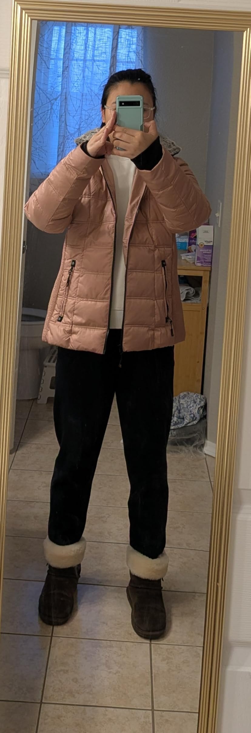 SLOW DOWN Women Down Puffer Jacket Warm Hooded Winter Down Puffer Coat with Faux-Fur Hood & Collar customer photo 1