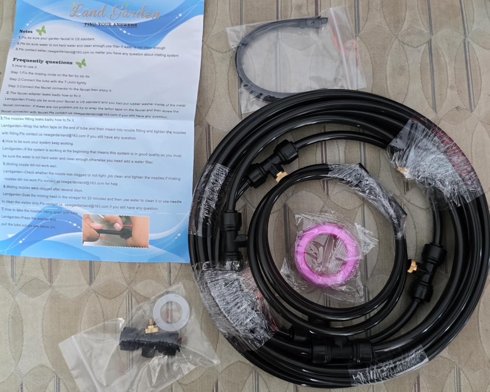Outdoor Misting Fan Kit for a Cool Patio Breeze, Water Mister Spray for Cooling Outdoor, 19.36FT (5.9M) Misting Line + 5 Brass Mist Nozzles + a Brass Adapter (3/4) Fit to Any Outdoor Fan customer photo 2
