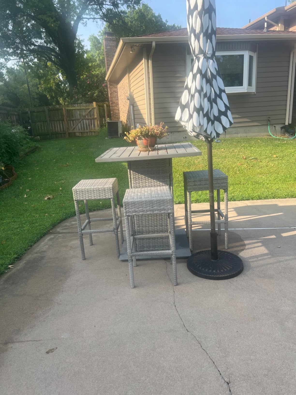 Best Choice Products 5-Piece Outdoor Wicker Bar Table Set for Patio, Poolside, Backyard w/Built-in Bottle Opener, Hidden Storage Shelf, Metal Tabletop, 4 Stools - Gray customer photo 2