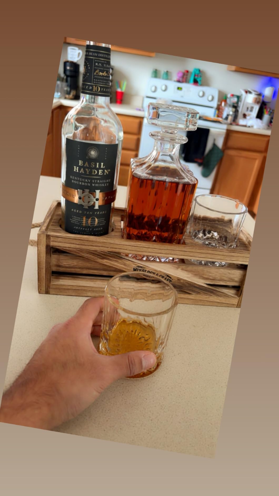 Mixology & Craft Whiskey Decanter Set - Elegant 24oz Crystal Glasses, Rustic Wood Stand, 6 Chilling Stones, Metal Tongs, Recipe Cards, 2 Glasses, Lead-Free - Ideal Gift for Fathers customer photo 2
