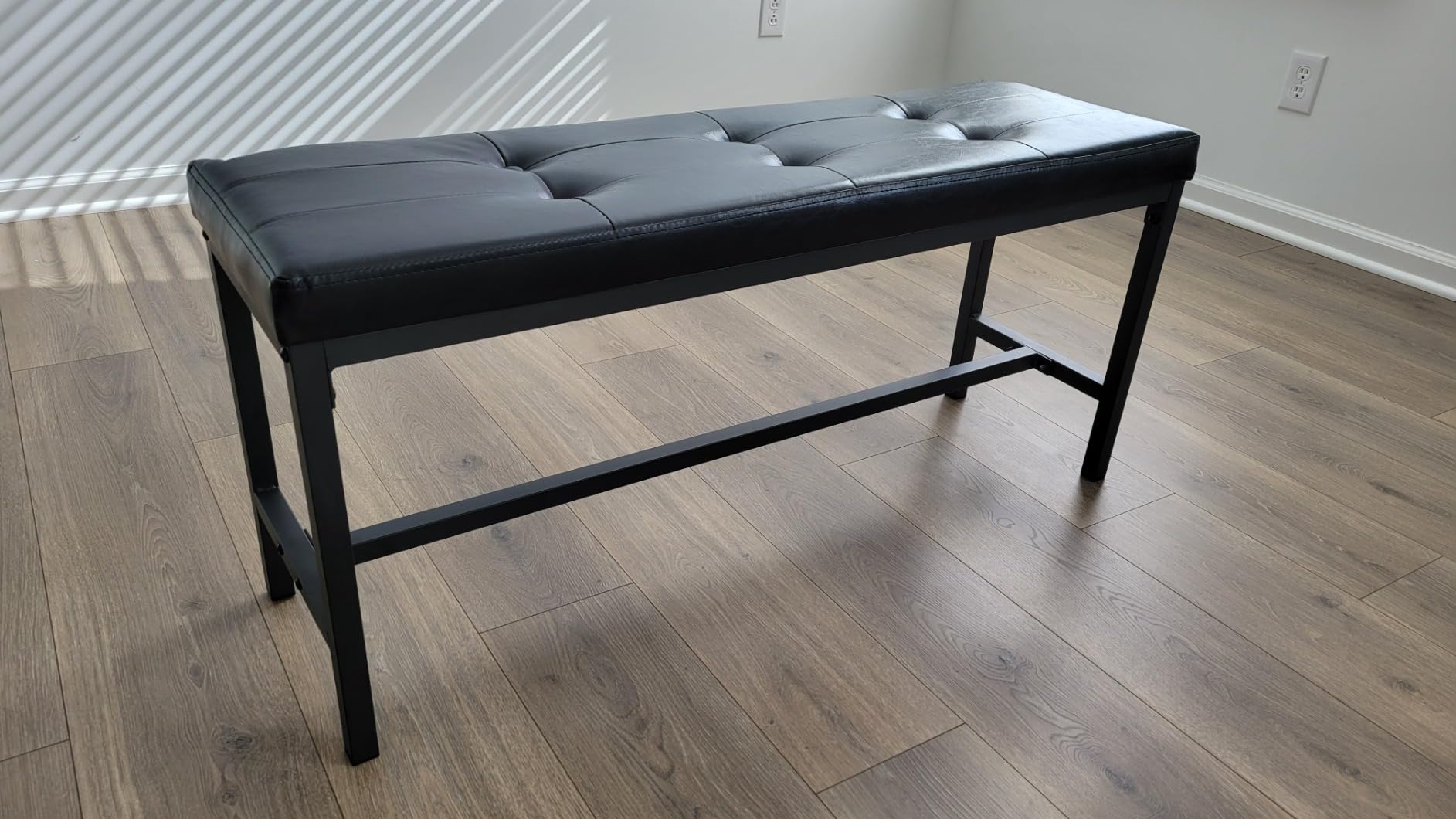 VASAGLE Dining Table Bench, Ottoman Bench with PU Leather Padded Seat, Steel Frame, 42.5 x 12.8 x 18.9 Inches, for Dining Room, Living Room, Hallway, Bedroom, Black UKTB034B81 customer photo 2