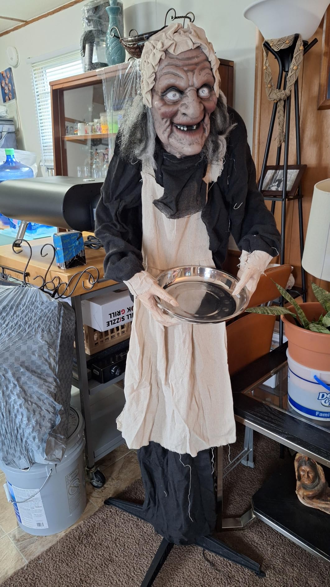 Haunted Hill Farm Life-Size 5-Ft Talking Zombie Maid Animatronic, Touch Lights and Sounds, Battery Operated customer photo 2