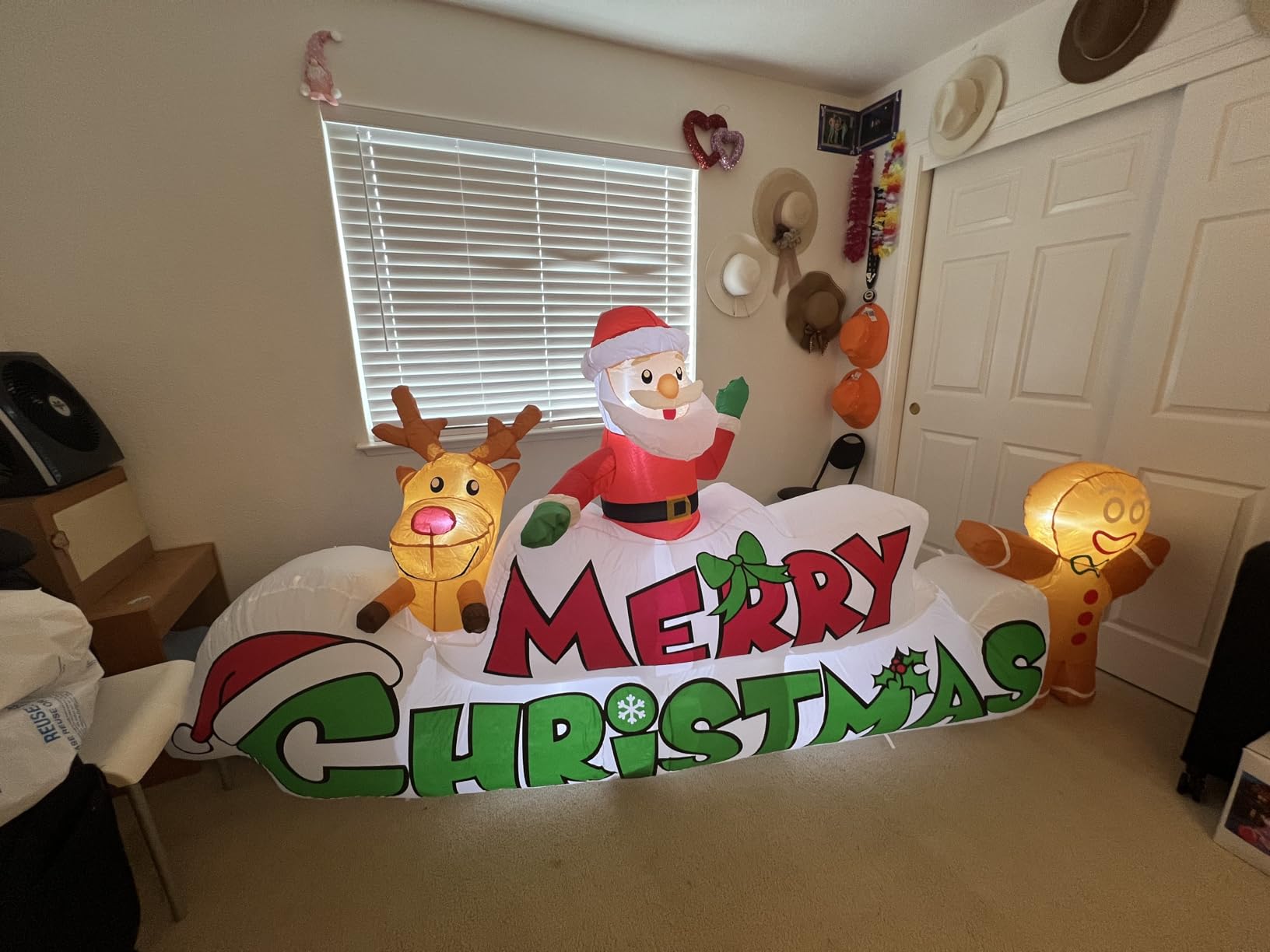 Joiedomi 9.5 FT Christmas Inflatable Merry Christmas Sign with Santa, Reindeer & Gingerbread Man - Built-in LEDs, Outdoor Yard Garden Lawn Winter Decor for Xmas Party customer photo 1