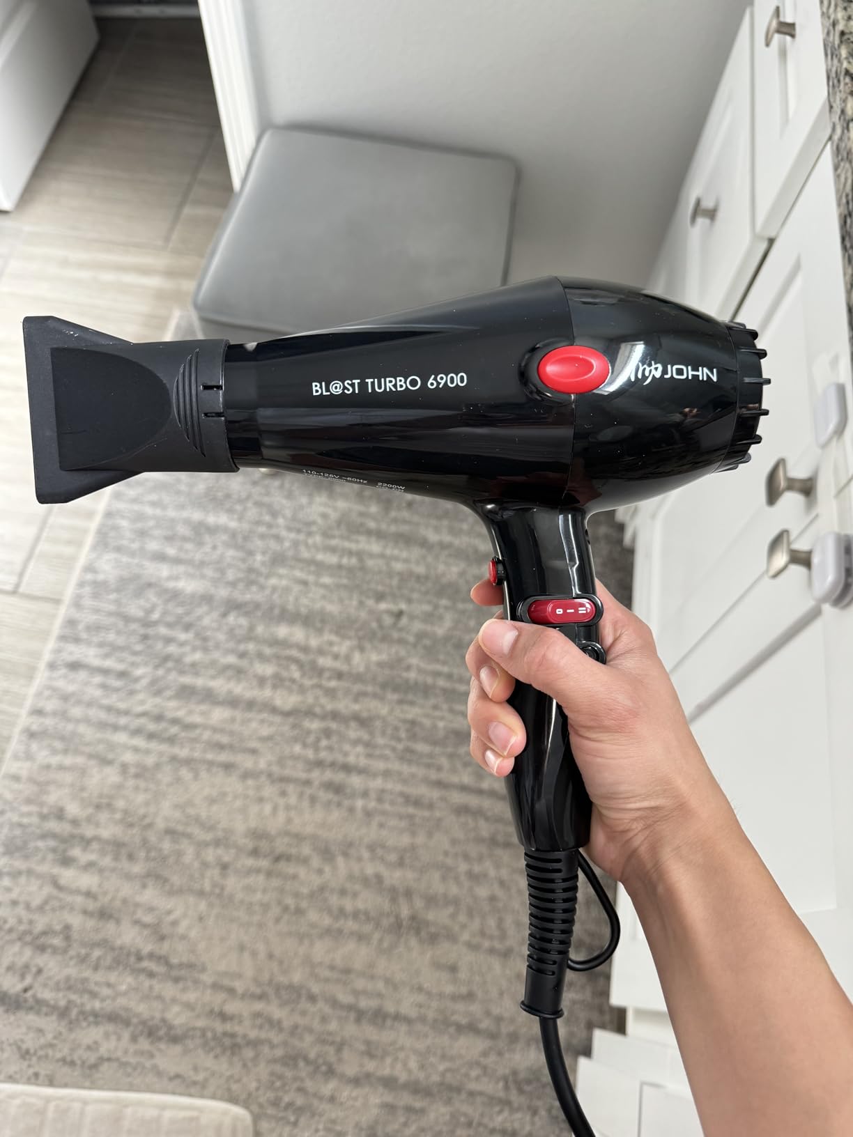 JOHN Hair Blow Dryer,Professional Salon Ionic 2200W,Blast Turbo 6900,Black customer photo 2