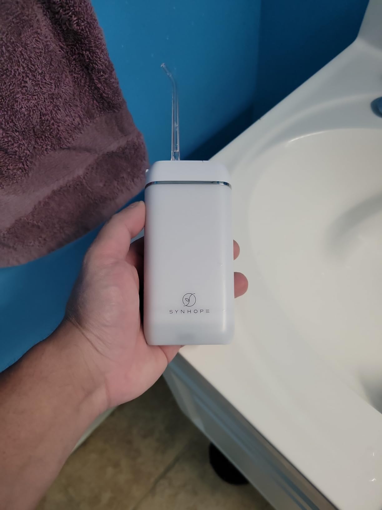 Water Flosser [ Mini Cordless Portable ] Oral Irrigator Water Teeth Cleaner Pick, Telescopic Water Tank, 3 Modes & IPX7 Waterproof, Home & Travel Water Floss for Teeth, Braces Bridges Care (White) customer photo 1