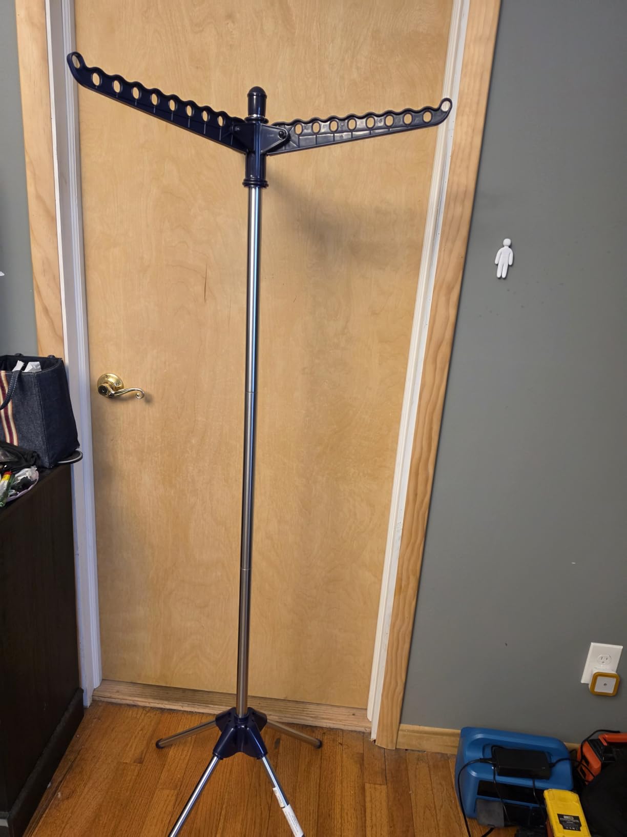 SONGMICS Clothes Drying Rack, 59-Inch Folding Laundry Drying Rack with 3 Rotatable Arms for Hangers, 4 Legs, Stainless Steel, White and Silver ULLR510W01 customer photo 1