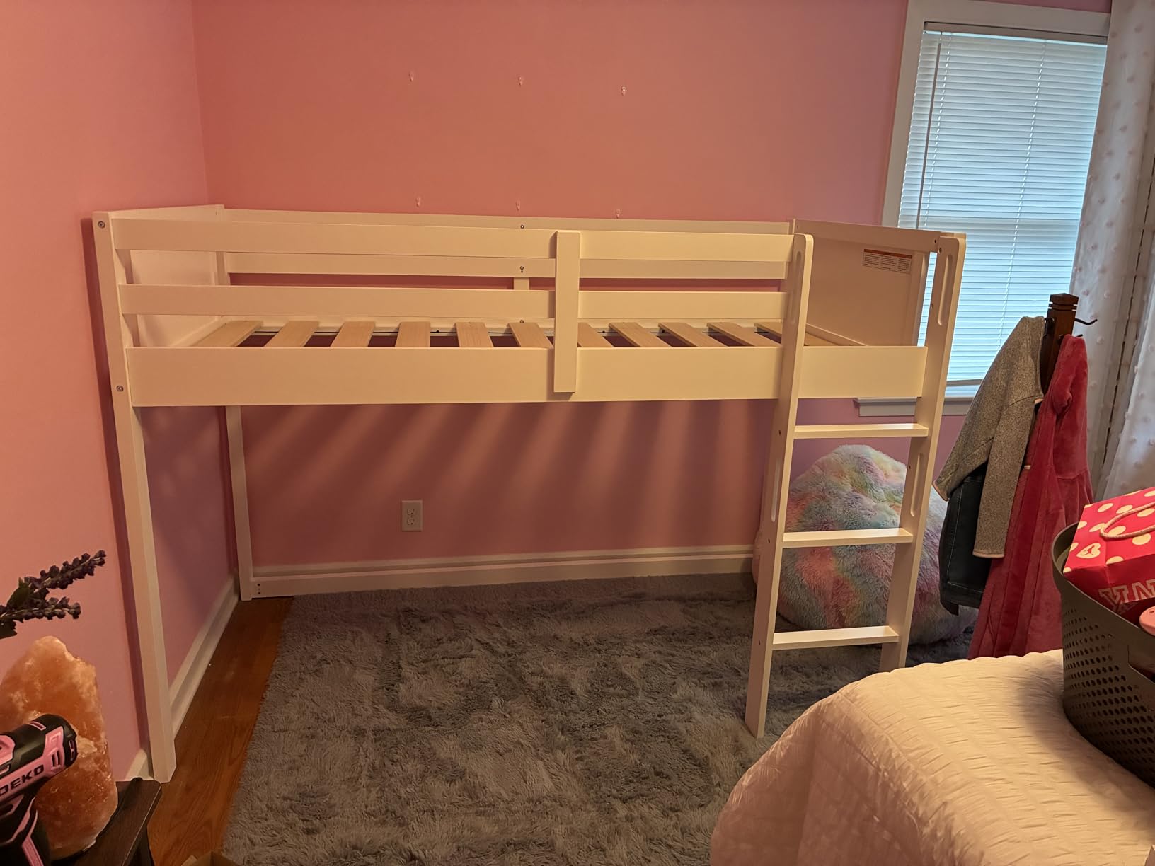 Delta Children Twin Loft Bed with Guardrail and Ladder (Coordinates with Loft Bed Tents Sold Separately), White customer photo 2