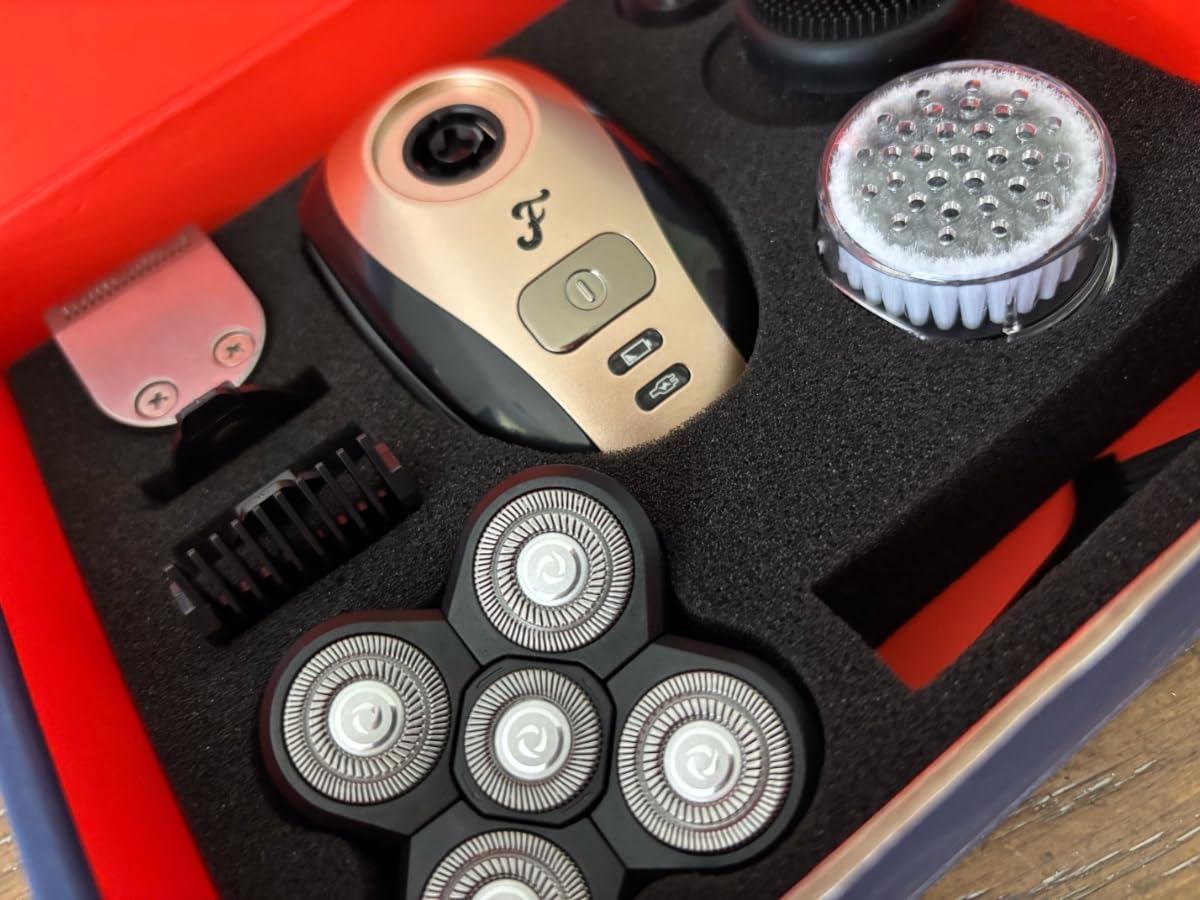 Freebird FlexSeries Electric Head & Body Hair Shaver - Mens Cordless Rechargeable Wet/Dry Skull Bald Head Back & Groin Waterproof Razor with Rotary Blades, Clippers, Nose Trimmer, Brush, Massager customer photo 1