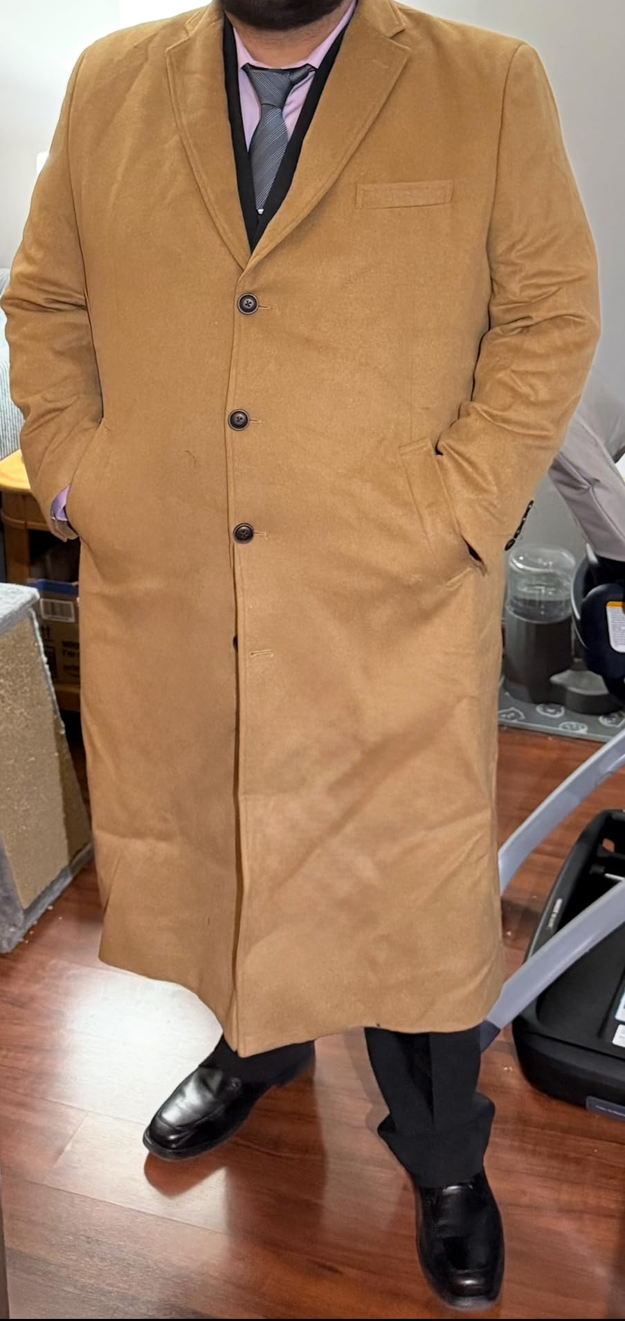 Mens Single Breasted Wool Cashmere Full Length Overcoat customer photo 1