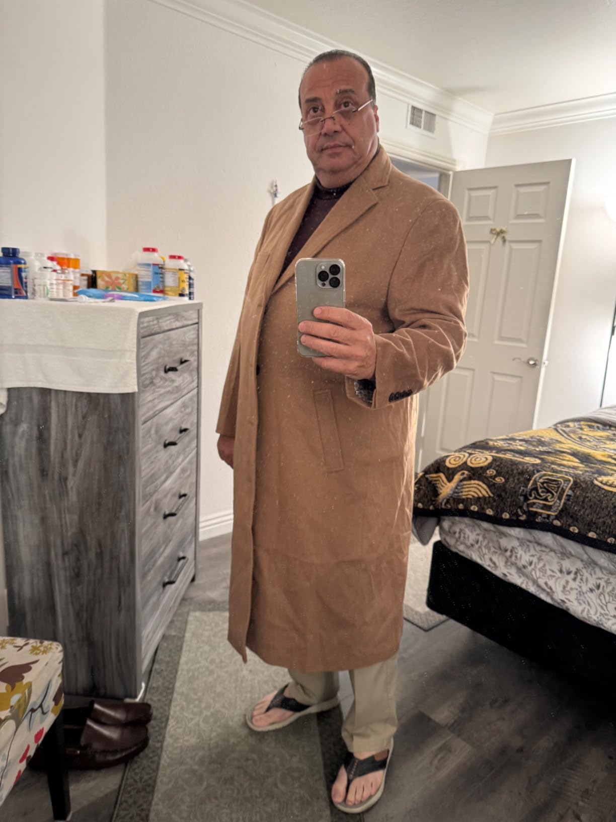 Mens Single Breasted Wool Cashmere Full Length Overcoat customer photo 2
