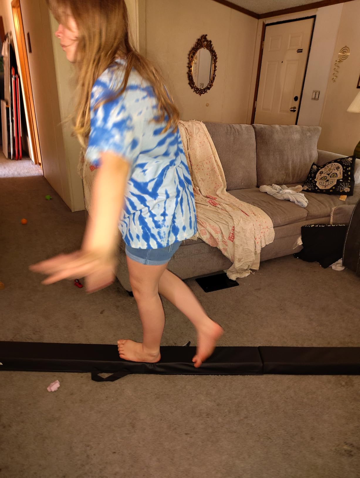 Marfula 6 FT / 8 FT / 9 FT Folding Gymnastics Beam Foam Balance Floor Beam | Extra Firm Foam Balance Beam with Suede Cover, Anti Slip Bottom with Carry Bag, Fold Gymnastic Equipment For Kids Home Club Use customer photo 1