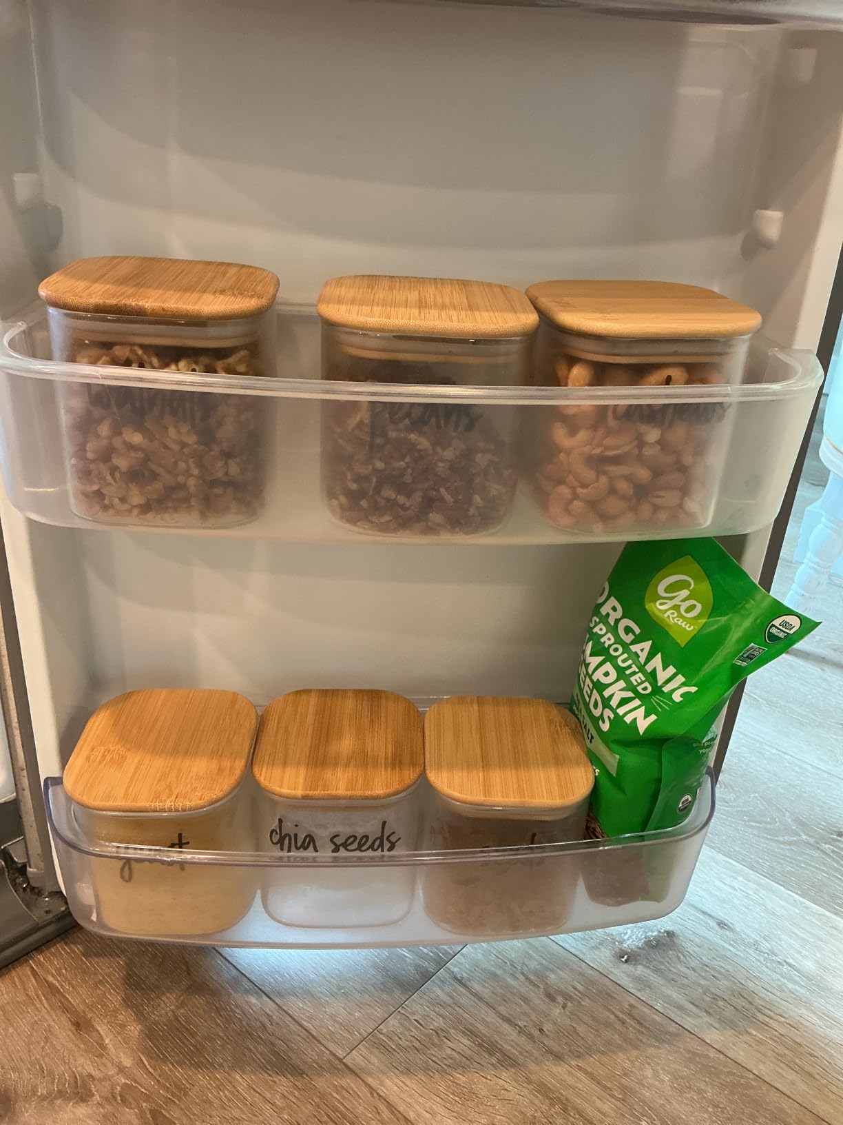 ComSaf Glass Pantry Storage Containers (0.7Qt/1.2Qt/1.6Qt) Set of 6, Square | Glass Storage Containers with Lids, Kitchen Canisters, Pantry Jar, Bamboo Lid with Silicone Seal, Flour Cereal Tea, BPA Free customer photo 2