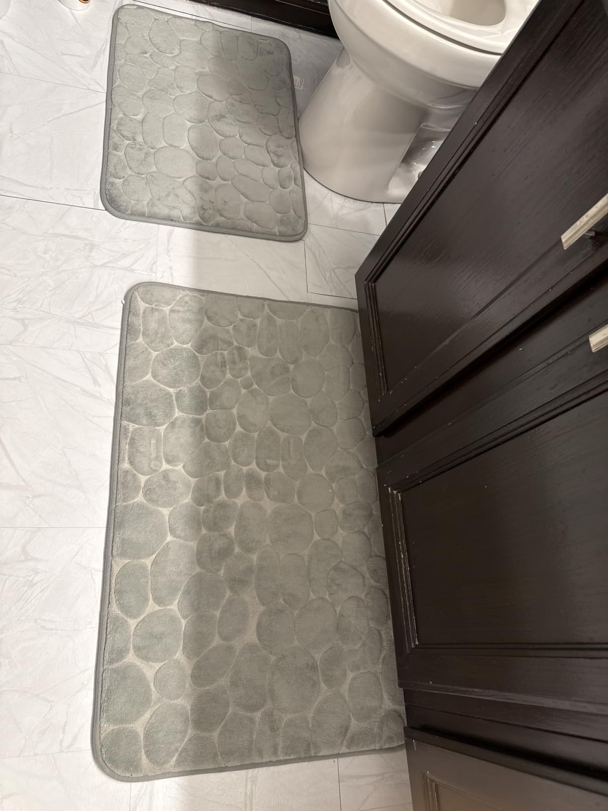 Bathroom Mat Rug, Memory Foam Bath Mat, Non-Slip Bathroom Floor Mats, Cobblestone Bath Mats Absorbent Bath Rugs Washable Quick Dry (17x24, Black) customer photo 1