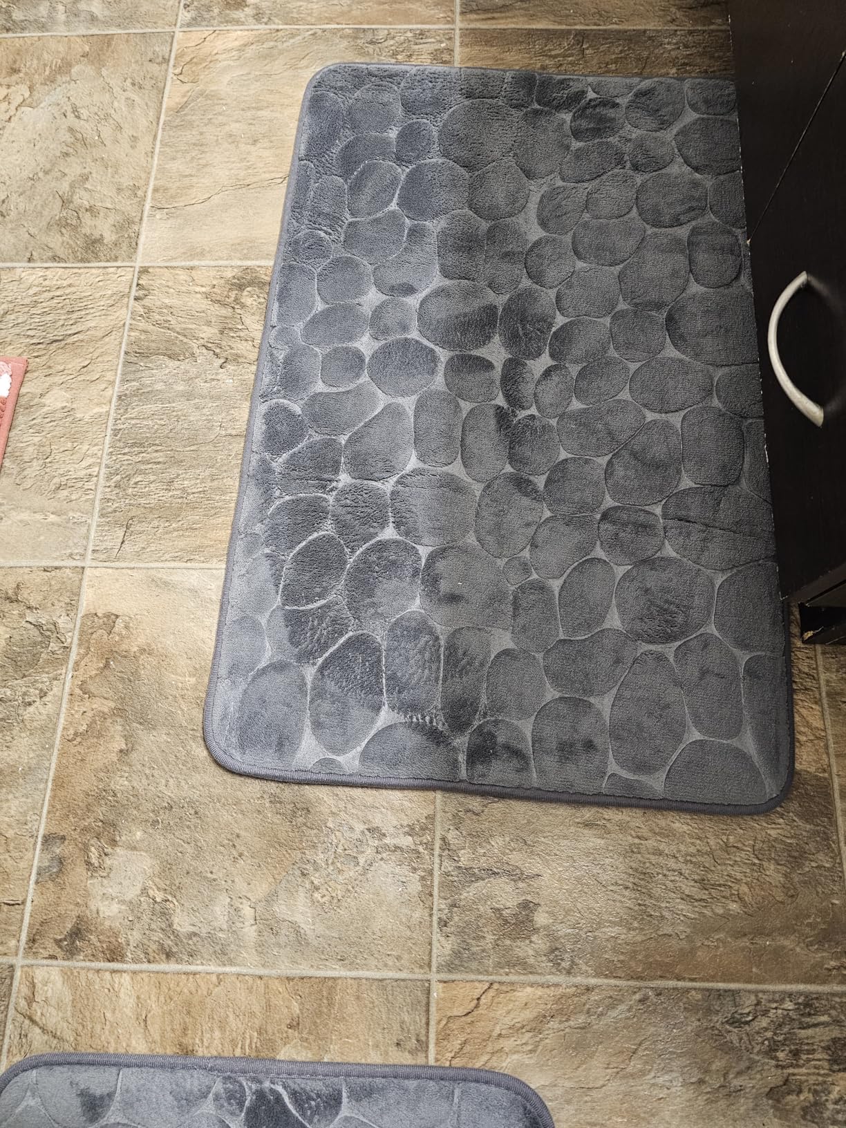 Bathroom Mat Rug, Memory Foam Bath Mat, Non-Slip Bathroom Floor Mats, Cobblestone Bath Mats Absorbent Bath Rugs Washable Quick Dry (17x24, Black) customer photo 2