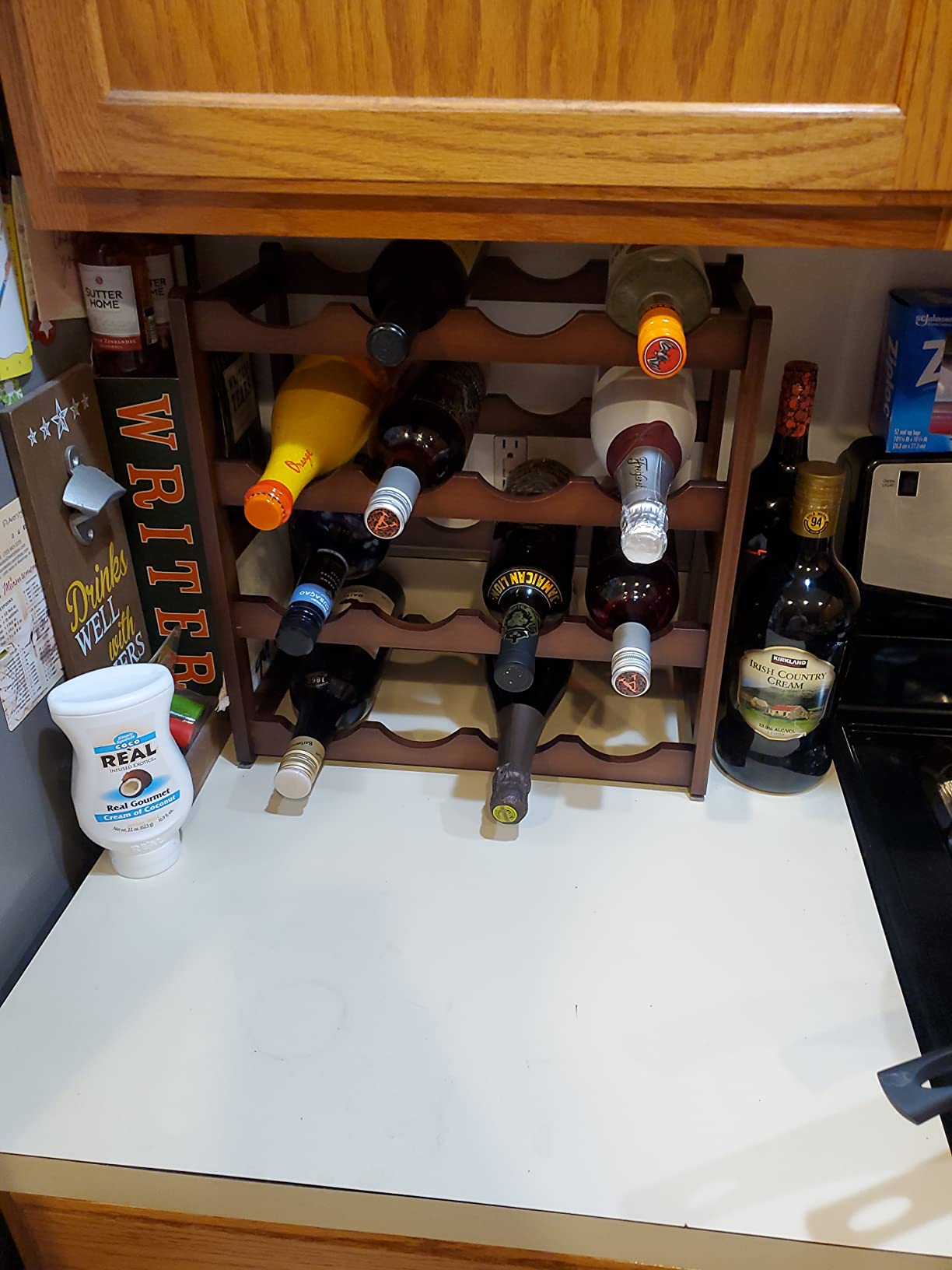Bamboo Wine Rack, Sturdy and Durable Countertop Wine Storage Cabinet Shelf for Pantry - 4 Tiers 16 Bottle Wine Rack customer photo 1