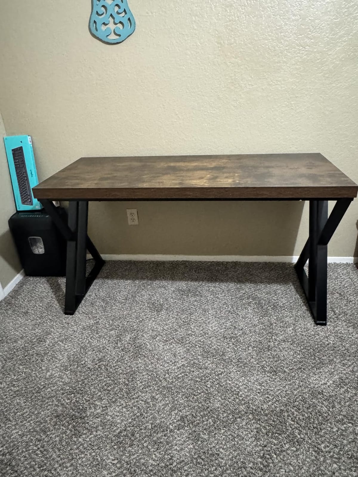 Tribesigns Writing Computer Desk, 55 inch Heavy Duty Study Desk with Z-Shaped Metal Leg, Modern Simple Home Office Computer Desk, Rustic Brown customer photo 1