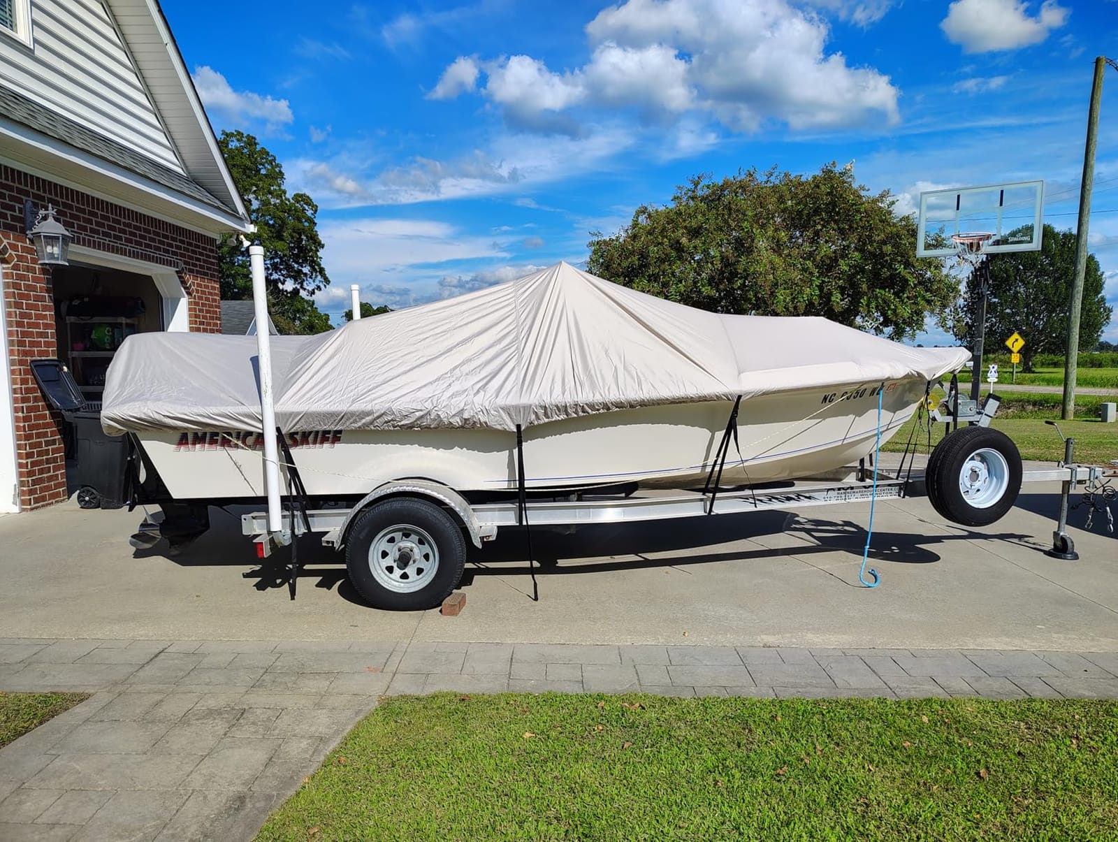 Mancro Boat Cover, Heavy Duty 17-19ft Waterproof Trailerable Boat Cover | UV Resistant Marine Grade Outboard Cover Compatible for Bass Boat, Fits Bayliner Tri-Hull V-Hull Fishing Runabout Boat, Black customer photo 1