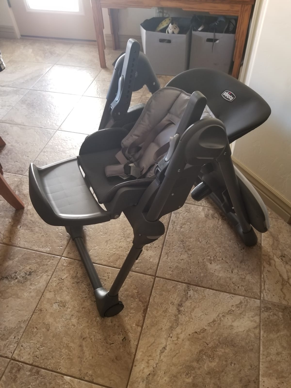Chicco Polly Foldable High Chair for Babies and Toddlers, Space-Saving | Taupe, 5-point harness, 3-position recline, 7 height positions, 40 lb limit, wipeable baby and toddler chair customer photo 2