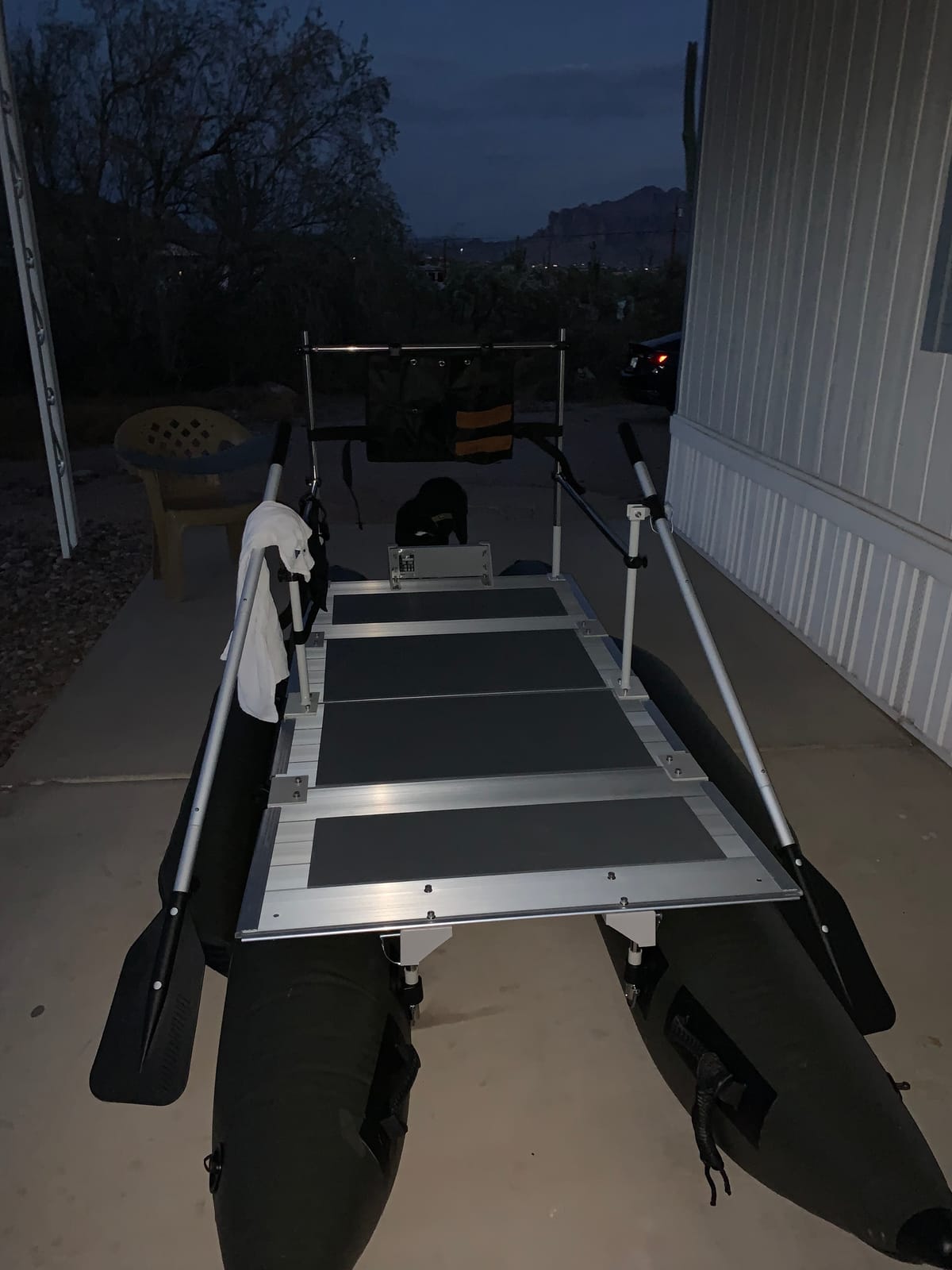 AQUOS 11.5ft / 12.5ft Heavy-Duty for Two Series Inflatable Pontoon Boat with Stainless Steel Guard Bar and Folding Seat for Fishing, Aluminum Floor Board, Transport Canada Approved customer photo 1