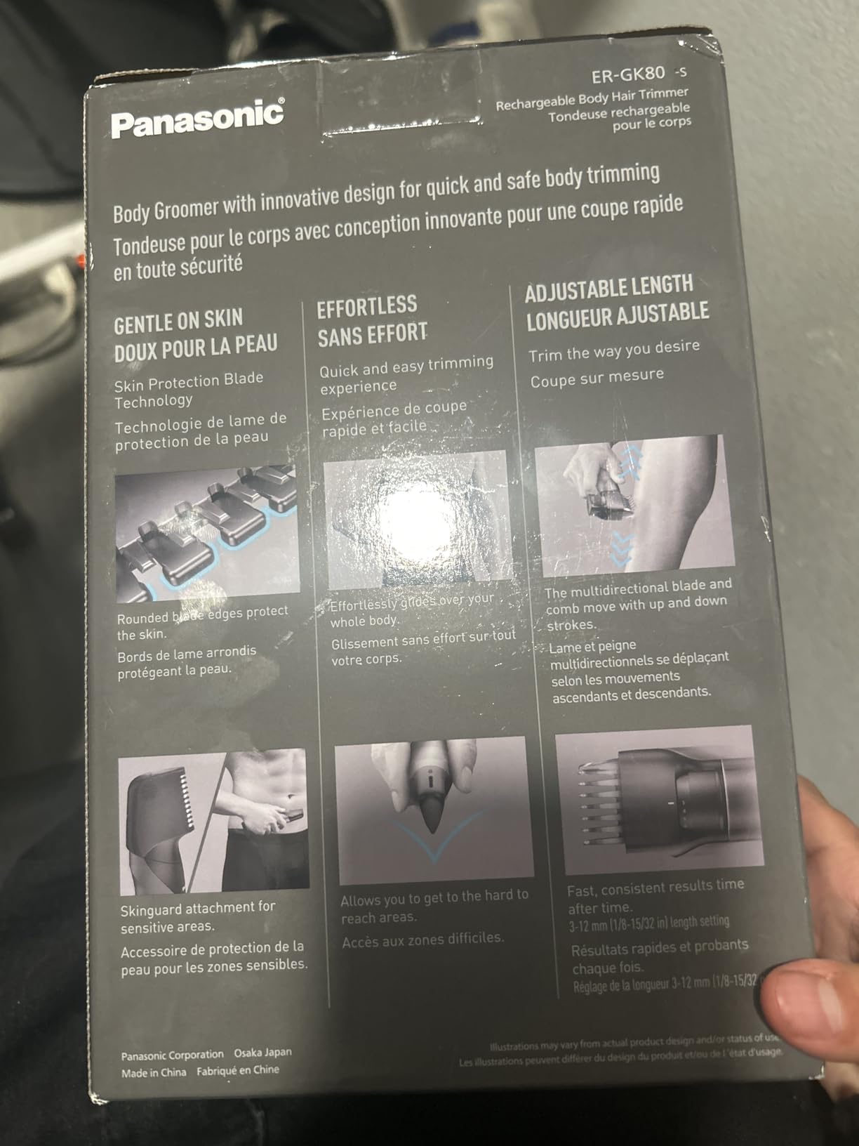 Panasonic Body Groomer for Men & Women, Unisex Wet/Dry Cordless Electric Body Hair Trimmer w/ 2 Comb Attachments, Multi-Directional Shaving in Sensitive Areas - ER-GK80-S (Black) customer photo 2