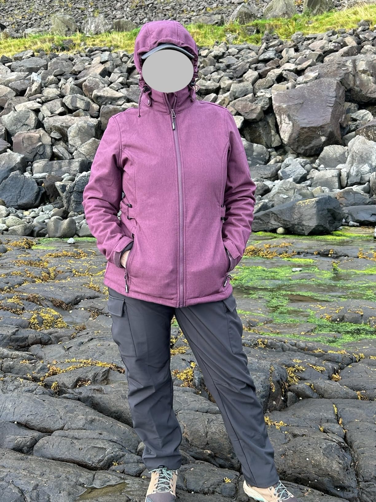 Outdoor Ventures Women's Softshell Jacket with Removable Hood, Insulated Windbreaker Waterproof Warm Fleece Lined Coat customer photo 1