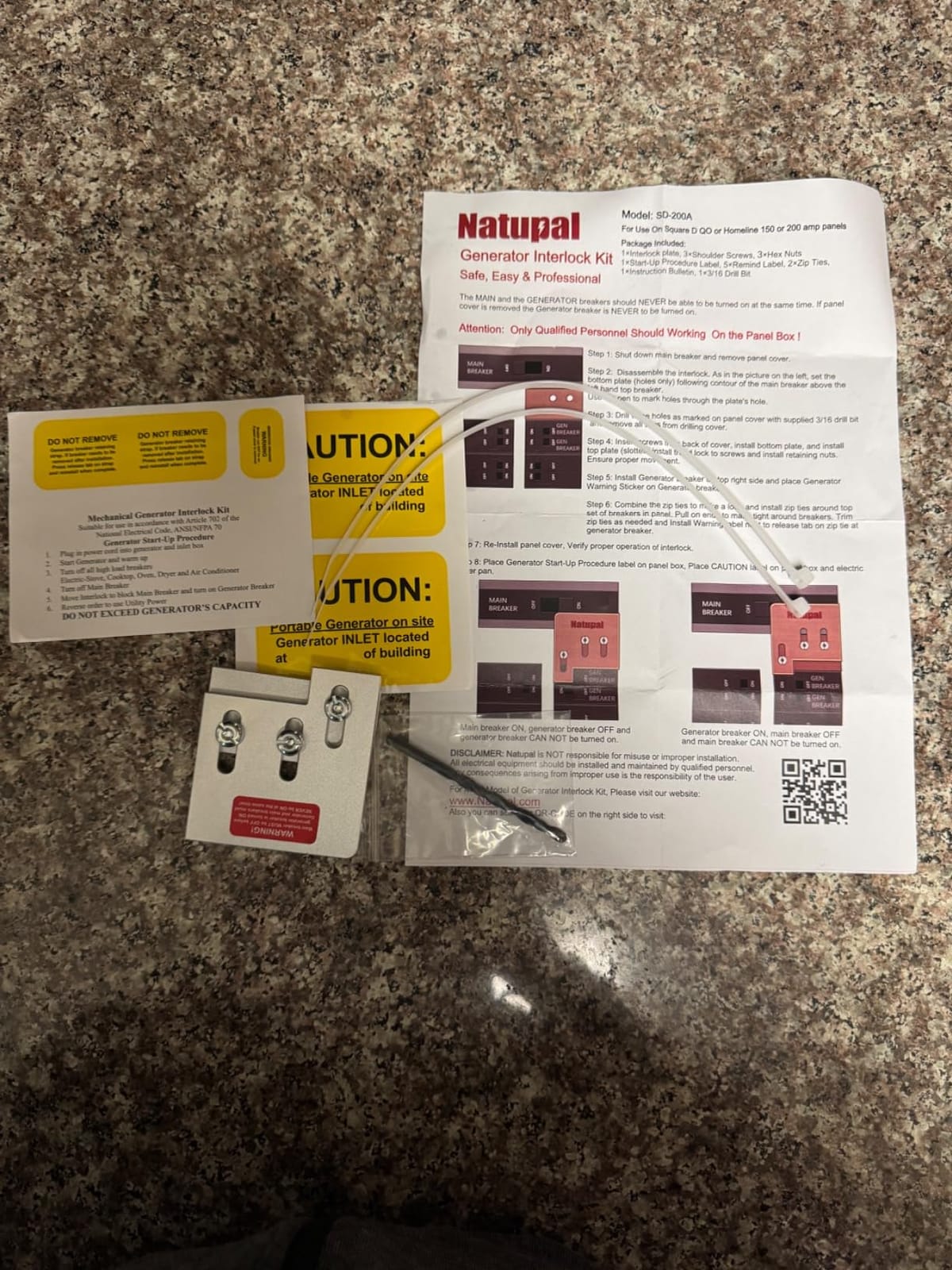 Generator Interlock Kit Compatible with Square D QO or Homeline 150 or 200 amp panels. 1 3/8 inches Spacing between main and generator breaker, Professional and Interlock Kit (SD200A) customer photo 2
