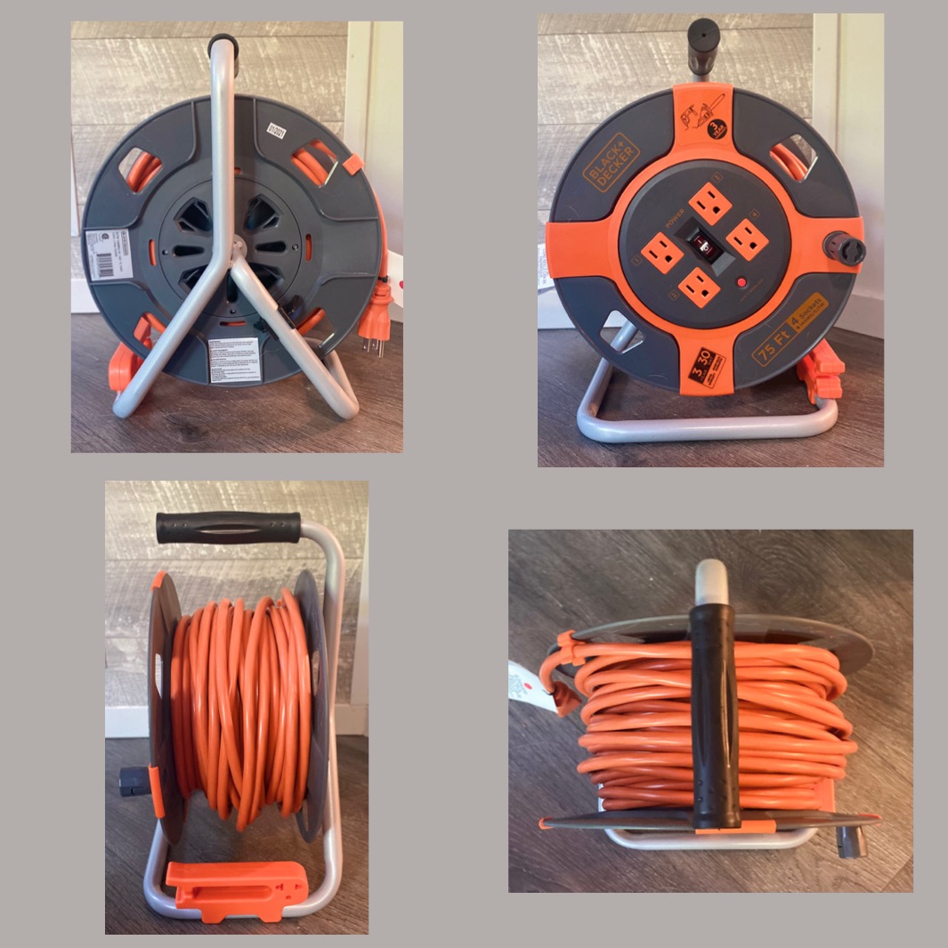 BLACK+DECKER 50 Ft. Retractable Extension Cord Reel, 4 Outlets | 14 AWG SJTW cable, easy handle rewind, multi-plug design, heavy-duty build customer photo 2