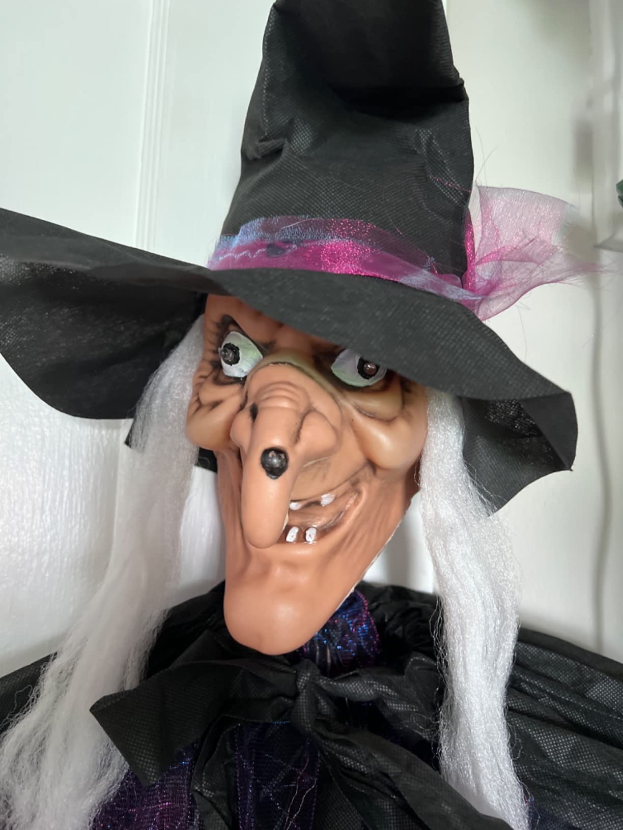 yosager 6 FT Halloween Hanging Witch with Scary Sound Effect and Red Eyes, Life Size Lighted Scream Witch, Halloween Haunted House Props Scary Decor, Theme Park Horror Layout Party Decoration customer photo 1