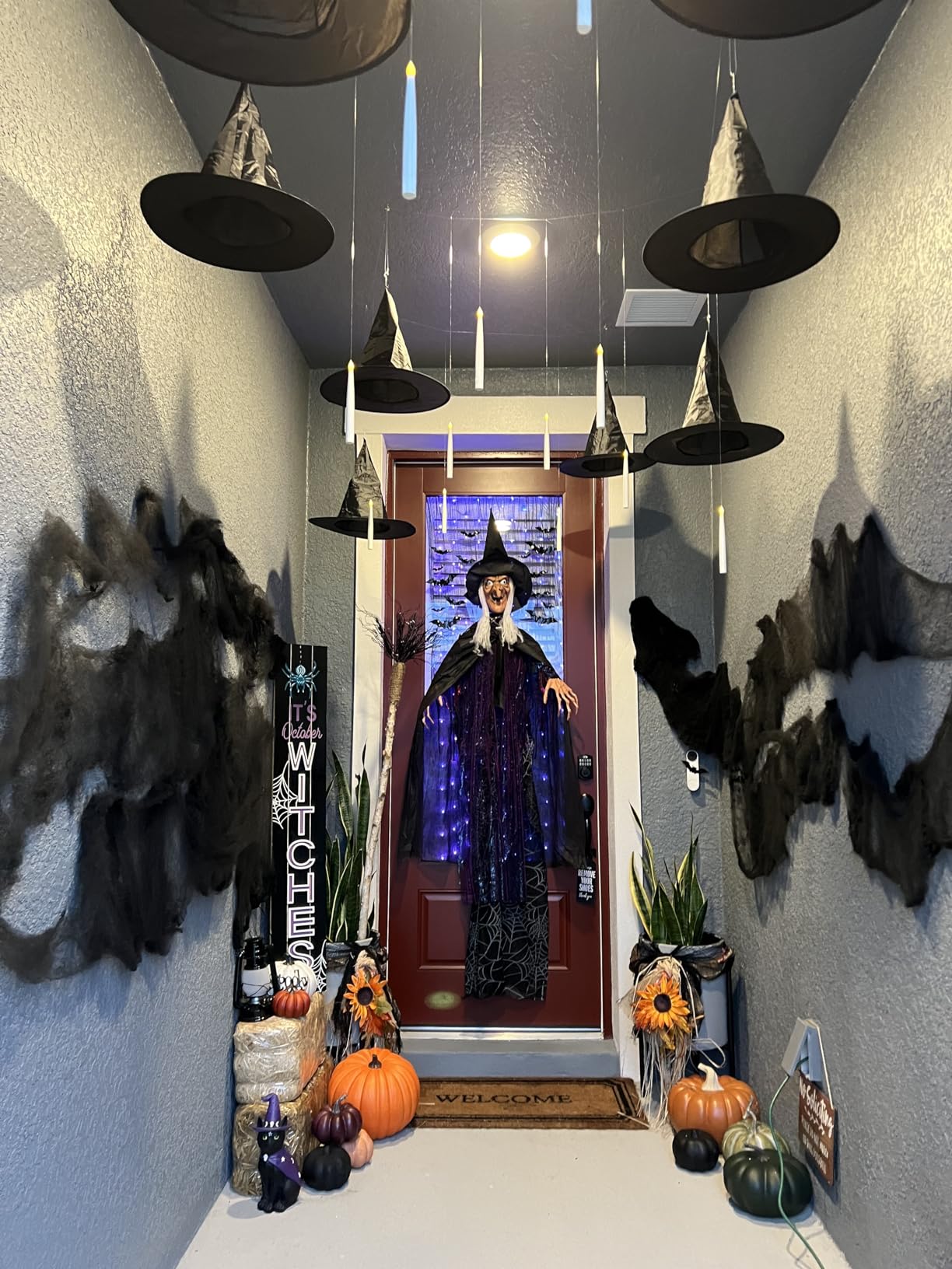 yosager 6 FT Halloween Hanging Witch with Scary Sound Effect and Red Eyes, Life Size Lighted Scream Witch, Halloween Haunted House Props Scary Decor, Theme Park Horror Layout Party Decoration customer photo 2