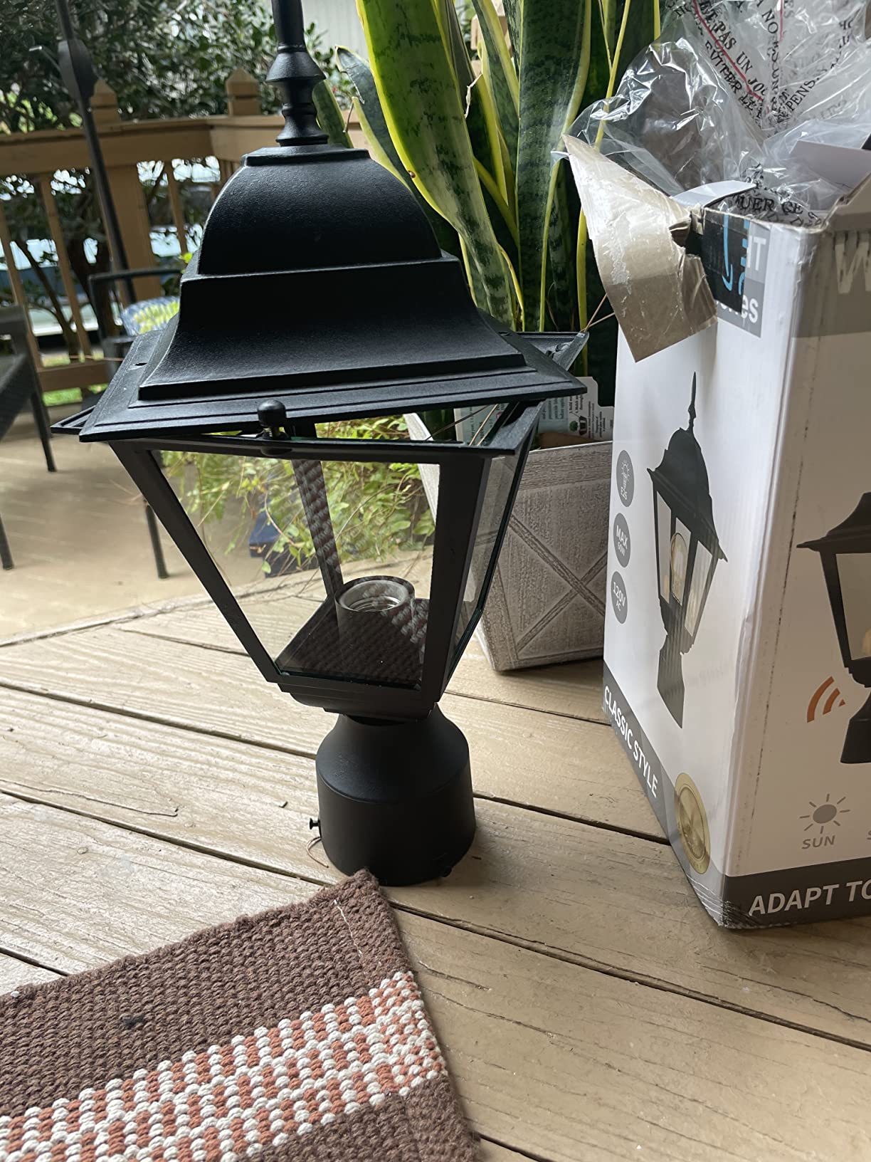 Windben Outdoor Post Light, Waterproof, 16.5in, Matte Black | Cast Aluminum Anti-Rust, Tempered Glass Panels, Comes with Pier Mount Base, For Garden, Yard, Driveway customer photo 1
