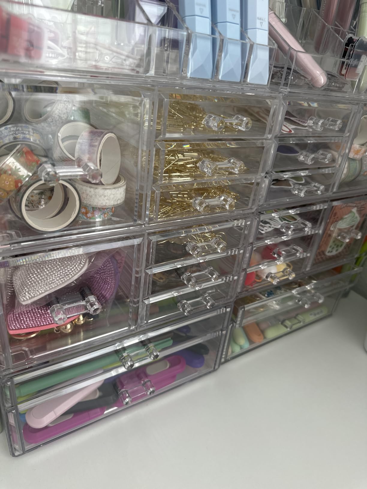 Cq Acrylic 4 Pack Clear Makeup Storage, Stackable 10 Drawer Organizer for Vanity, Jewelry, Hair Clip, Beauty & Skincare Products customer photo 1