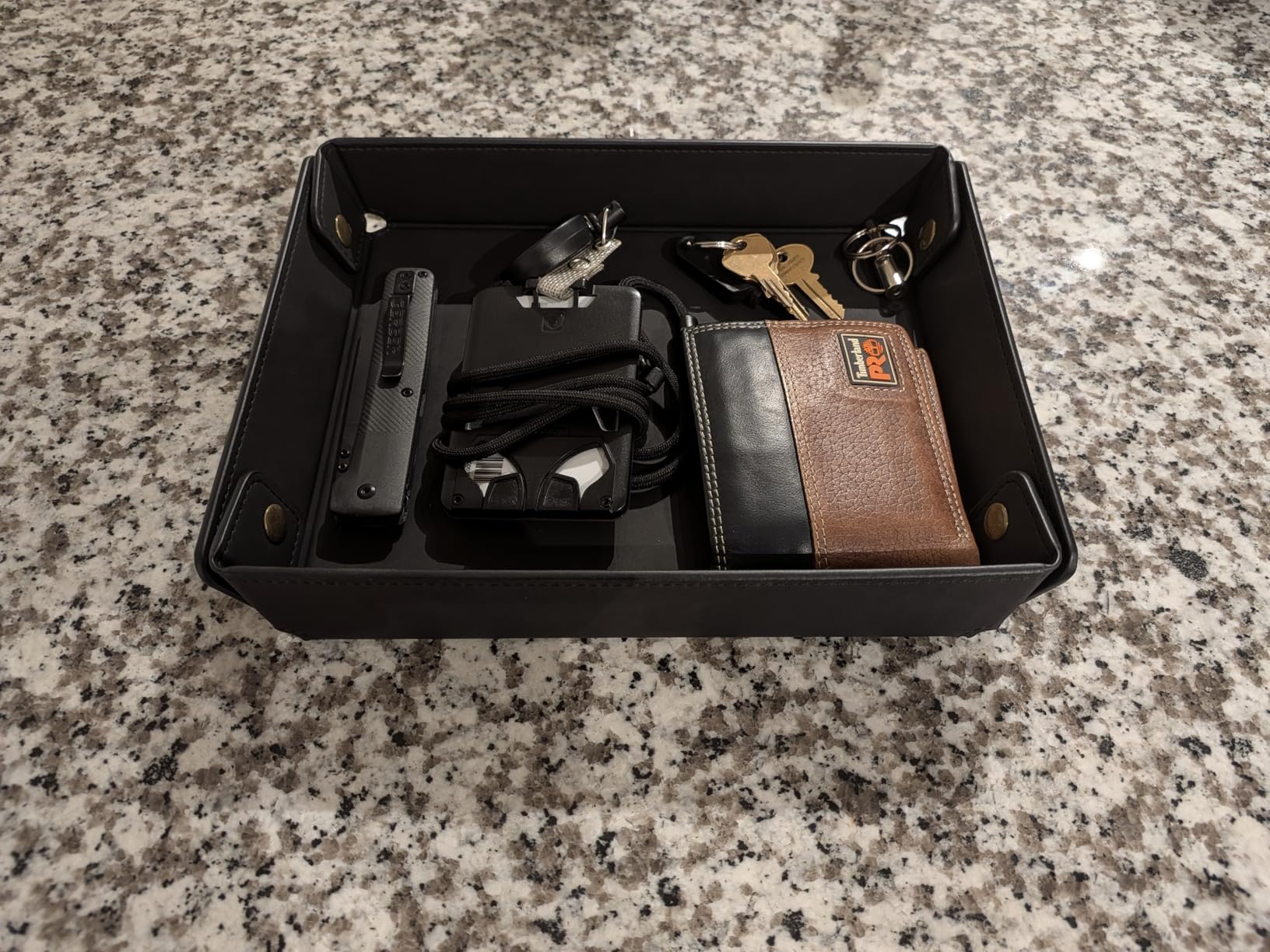 CASIRENA Faux Leather Valet Tray Organizer for Men - Catch-All Tray for Entryway Table Key, Wallet, Watch, Coin Change, Phone, Dresser EDC Dump Jewelry, Bedside Nightstand Desk-top customer photo 1